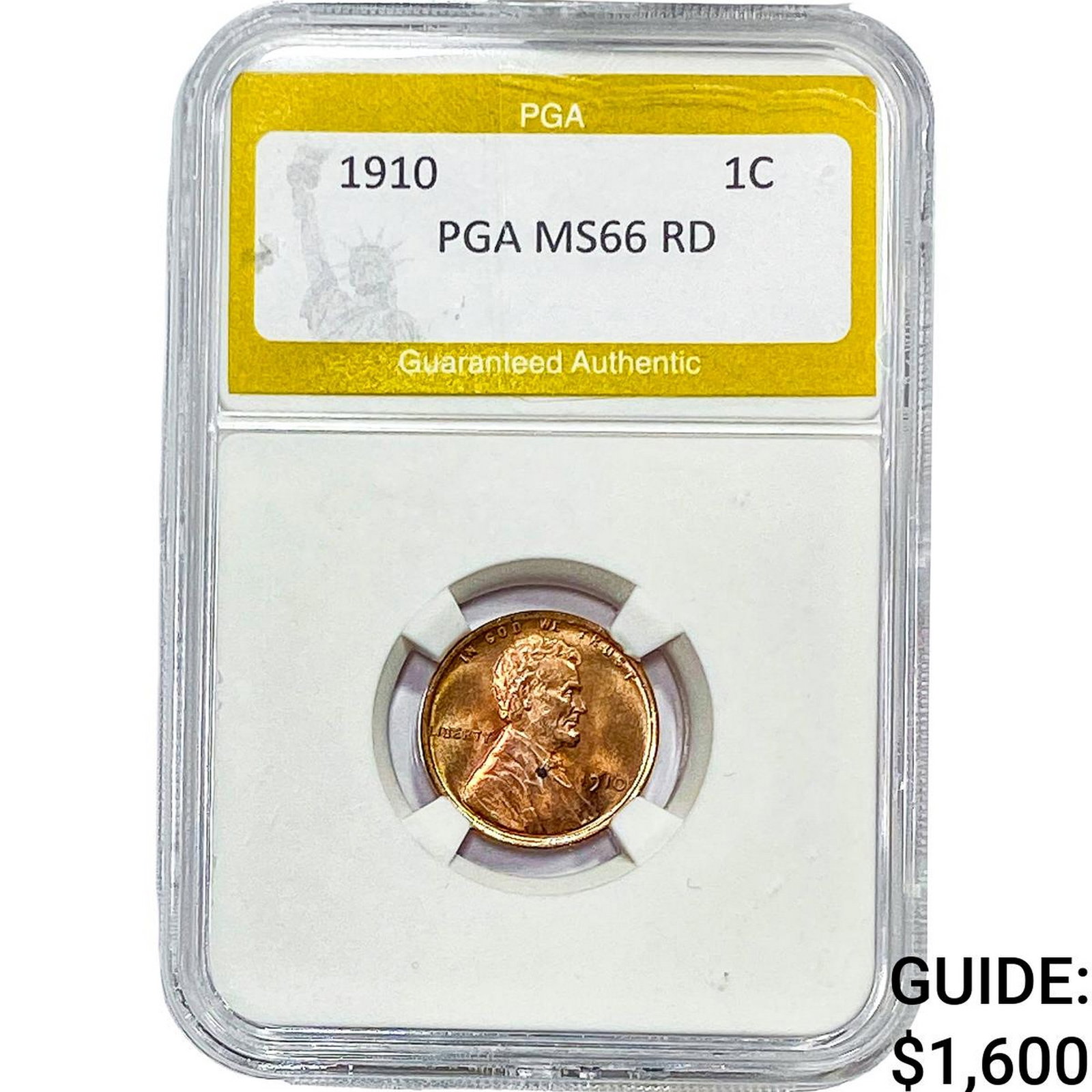 1910 Wheat Cent PGA MS66 RD: 1910 Wheat Cent PGA MS66 RD