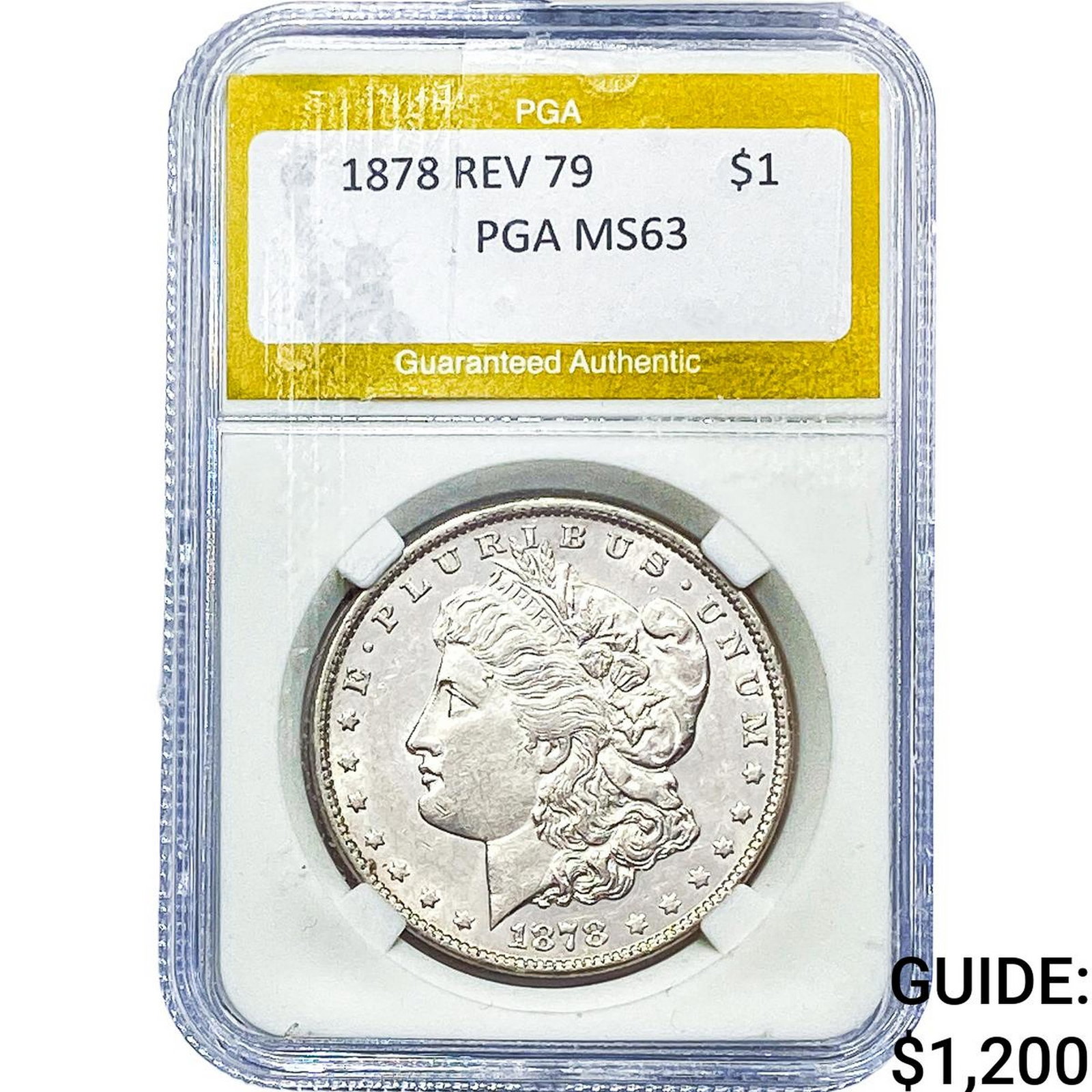 1878 Morgan Silver Dollar PGA MS63 REV 79: 1878 Morgan Silver Dollar PGA MS63 REV 79