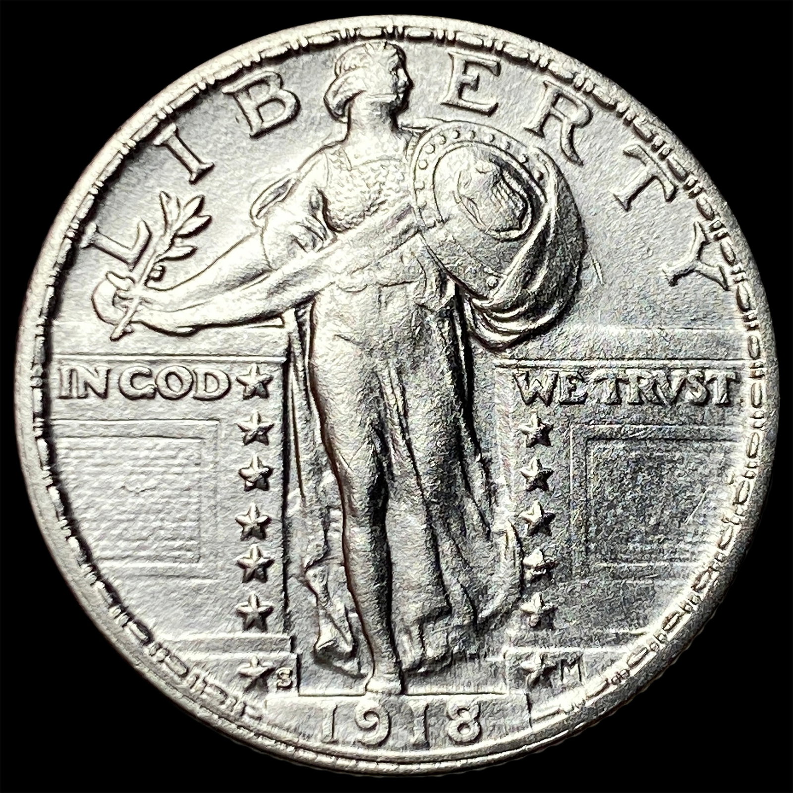 1918-S Silver Standing Liberty Quarter CHOICE BU: 1918-S Silver Standing Liberty Quarter CHOICE BU