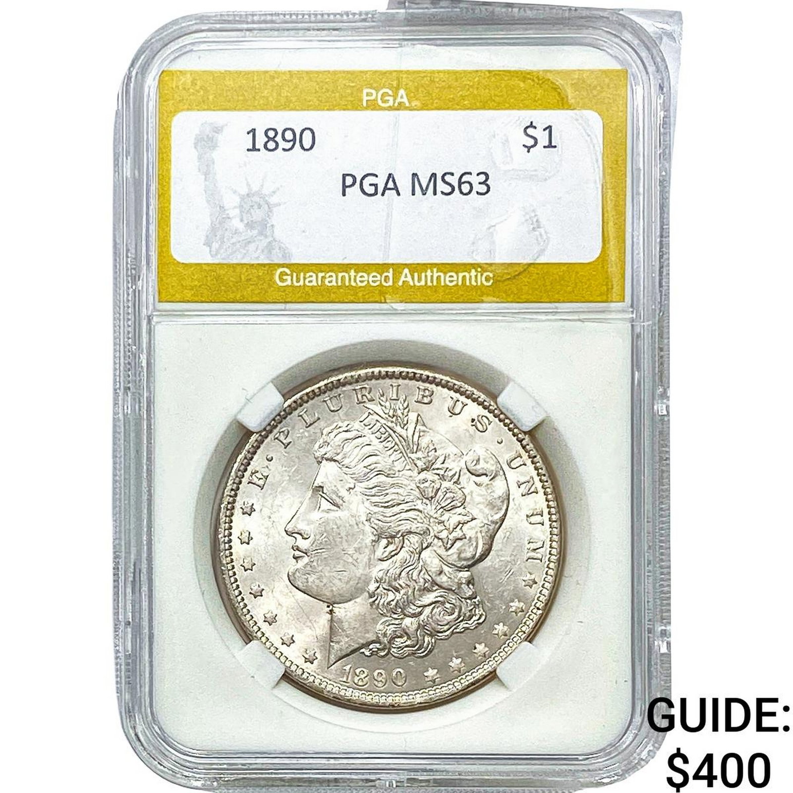 1890 Morgan Silver Dollar PGA MS63: 1890 Morgan Silver Dollar PGA MS63