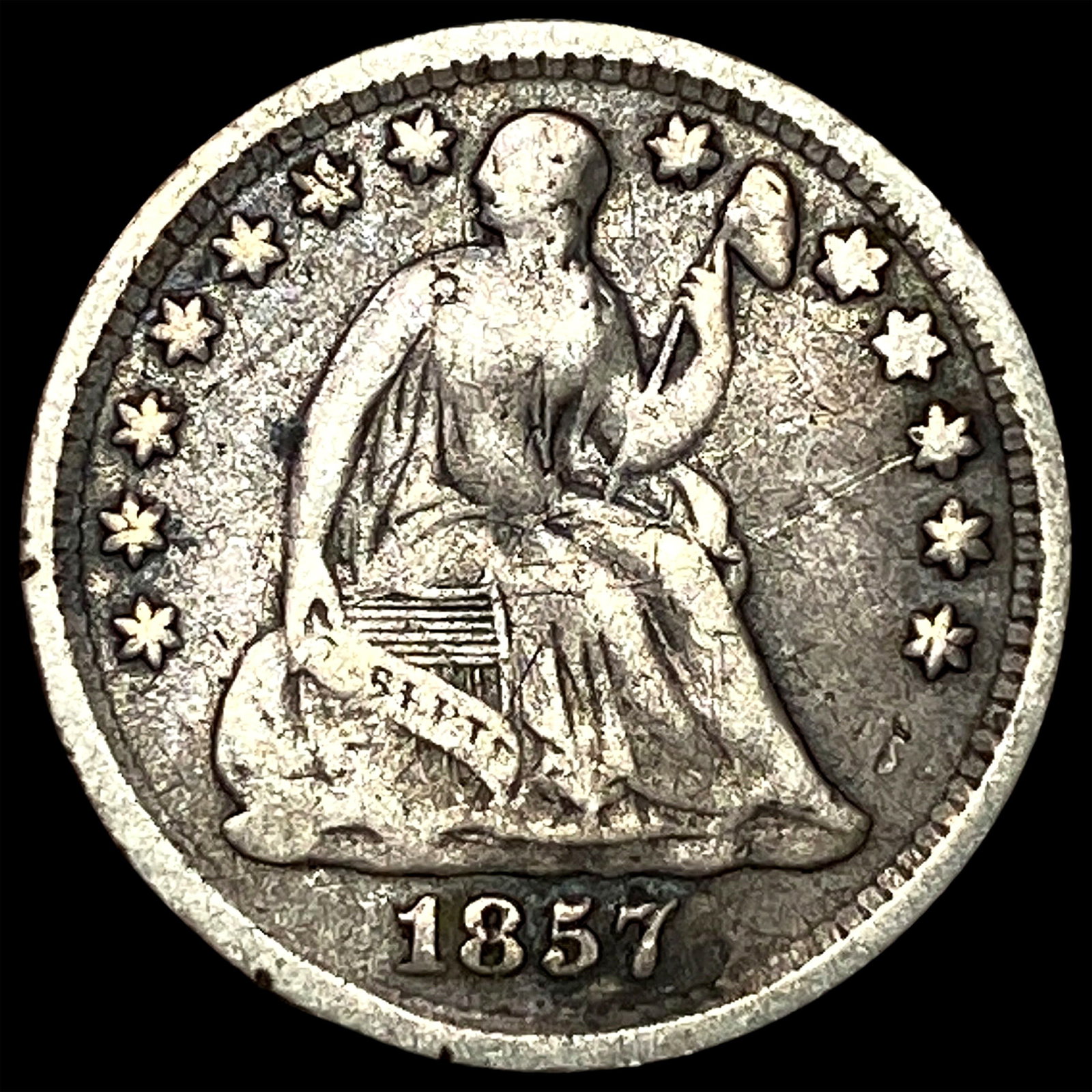 1857 Silver Half Dime LIGHTLY CIRCULATED: 1857 Silver Half Dime LIGHTLY CIRCULATED