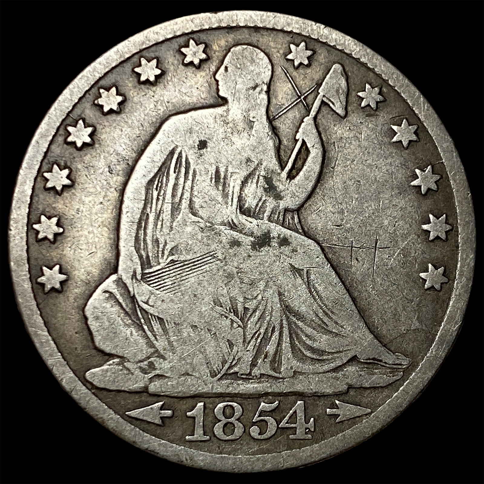 1854-O Silver Seated Liberty Half Dollar LIGHTLY CIRCULATED: 1854-O Silver Seated Liberty Half Dollar LIGHTLY CIRCULATED