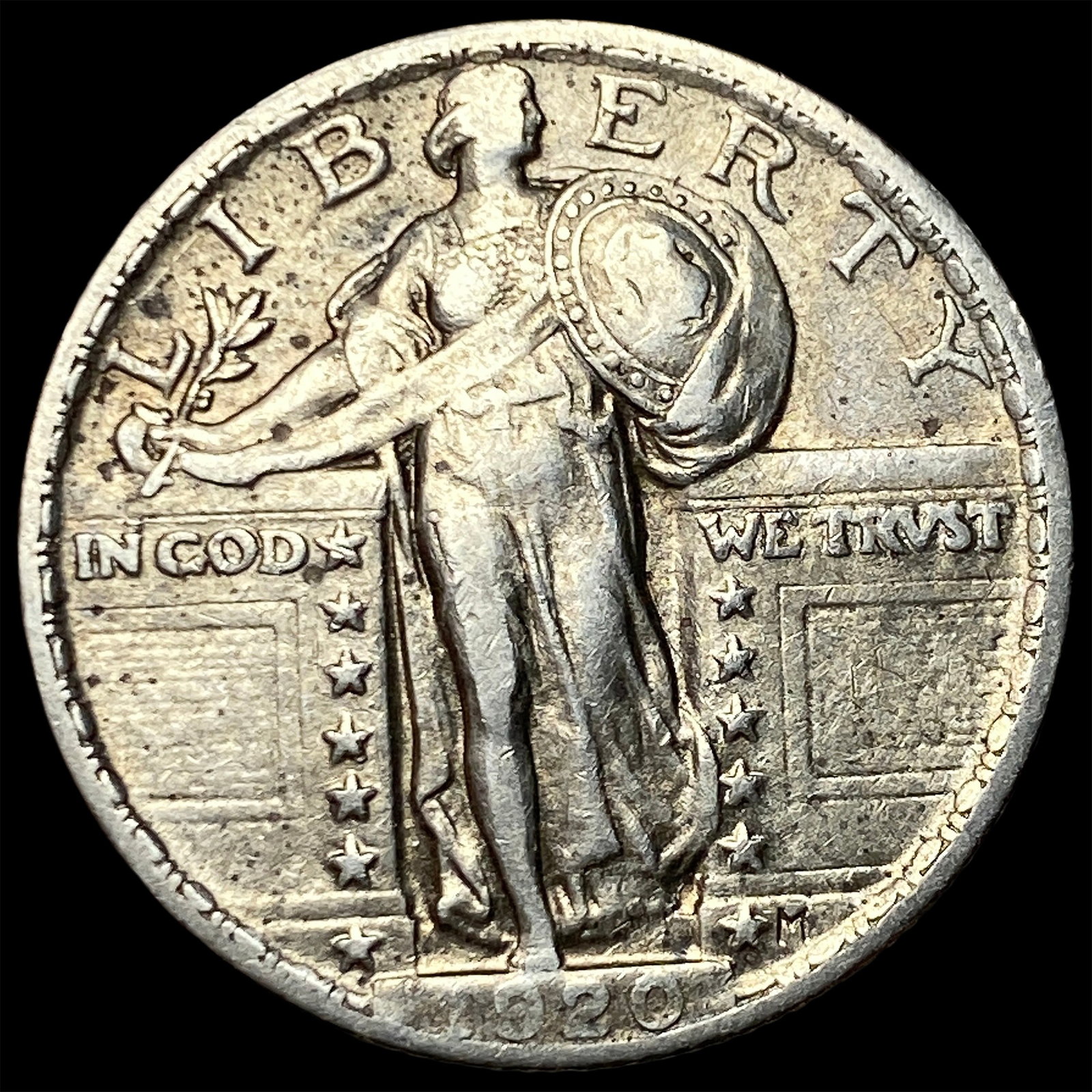 1920 Silver Standing Liberty Quarter CLOSELY UNCIRCULATED: 1920 Silver Standing Liberty Quarter CLOSELY UNCIRCULATED