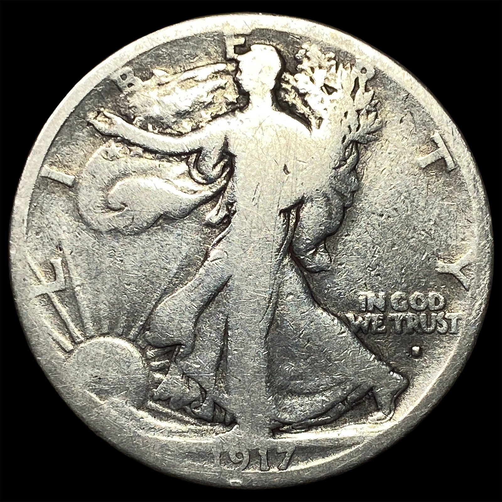 1917-S Silver Walking Liberty Half Dollar NICELY CIRCULATED: 1917-S Silver Walking Liberty Half Dollar NICELY CIRCULATED