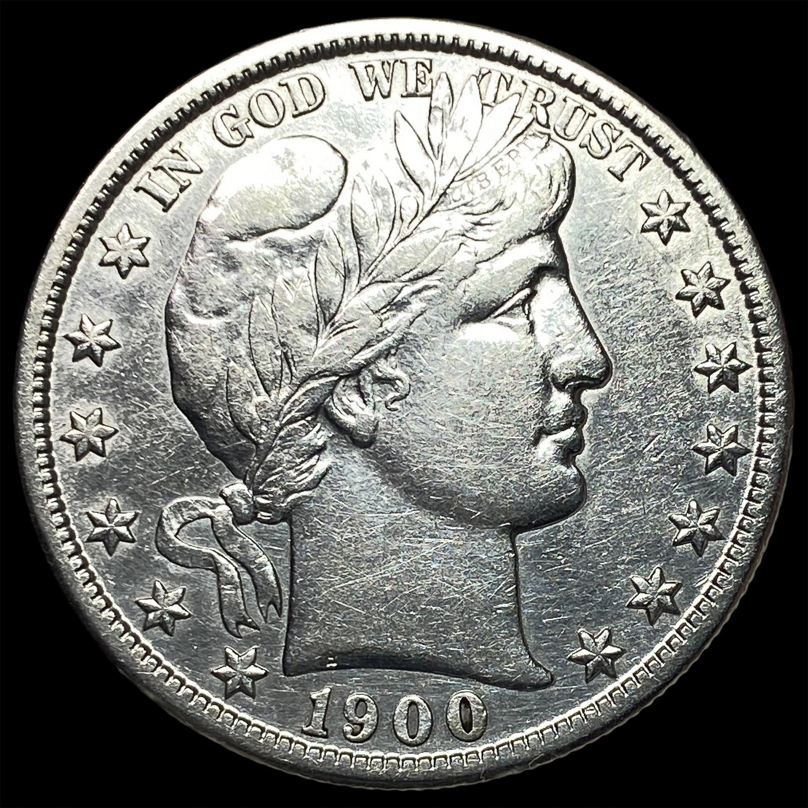 1900-S Silver Barber Half Dollar CLOSELY UNCIRCULATED: 1900-S Silver Barber Half Dollar CLOSELY UNCIRCULATED