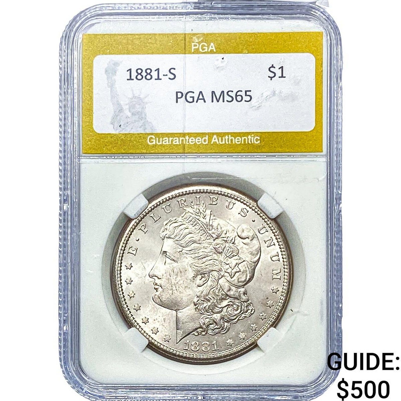 1881-S Morgan Silver Dollar PGA MS65: 1881-S Morgan Silver Dollar PGA MS65