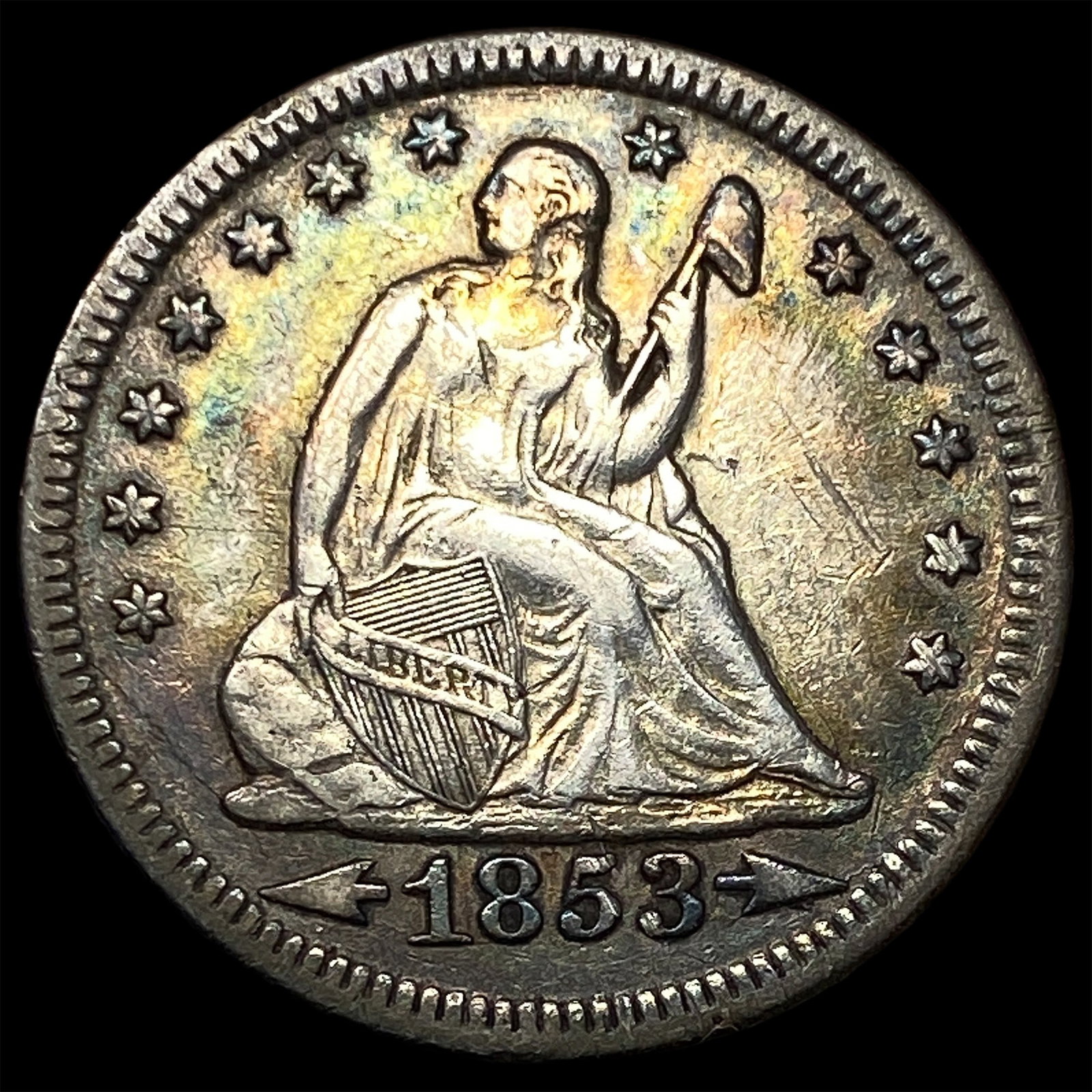 1853 Arrows/Rays Seated Liberty Quarter CLOSELY UNCIRCULATED: 1853 Arrows/Rays Seated Liberty Quarter CLOSELY UNCIRCULATED