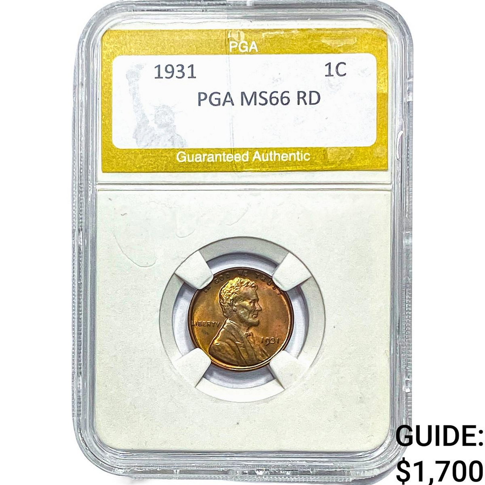 1931 Wheat Cent PGA MS66 RD: 1931 Wheat Cent PGA MS66 RD