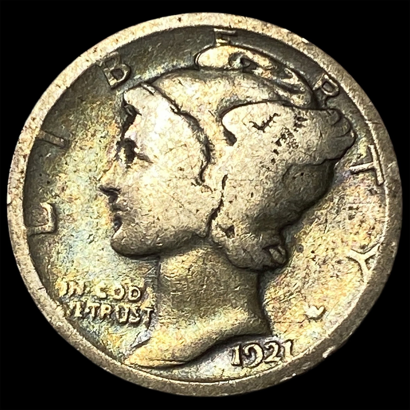 1921 Silver Mercury Dime LIGHTLY CIRCULATED: 1921 Silver Mercury Dime LIGHTLY CIRCULATED