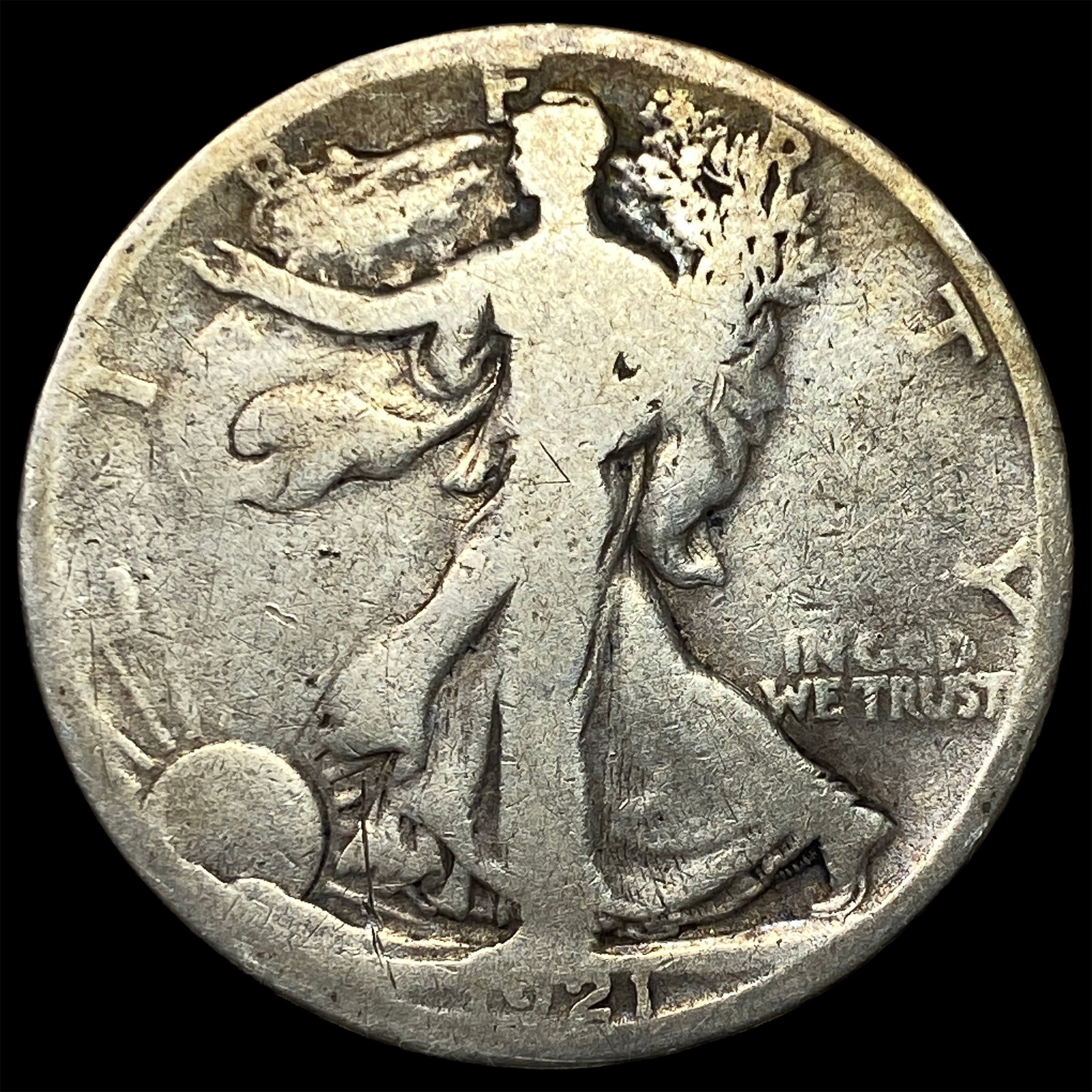1921-D Silver Walking Liberty Half Dollar NICELY CIRCULATED: 1921-D Silver Walking Liberty Half Dollar NICELY CIRCULATED