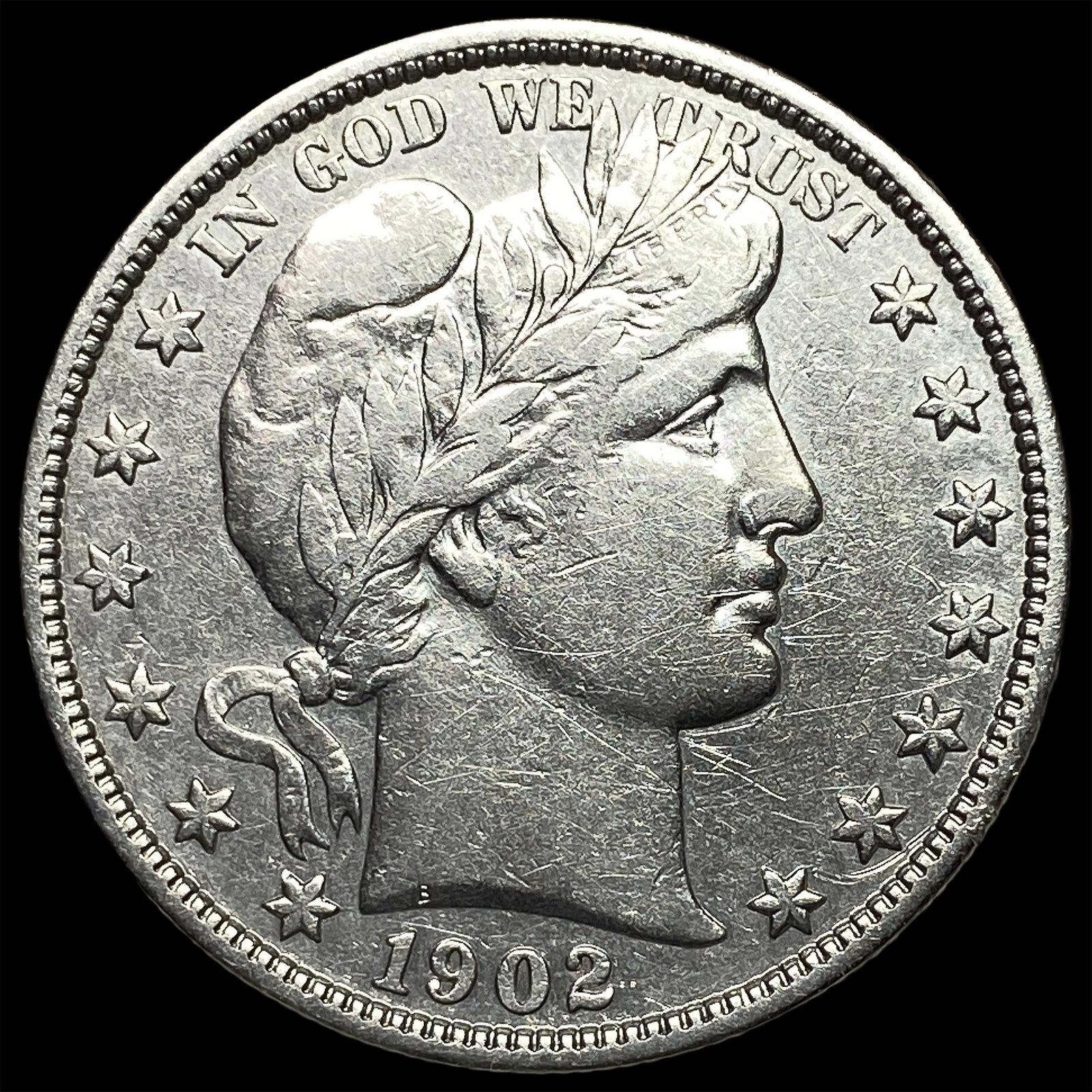 1902 Silver Barber Half Dollar CLOSELY UNCIRCULATED: 1902 Silver Barber Half Dollar CLOSELY UNCIRCULATED