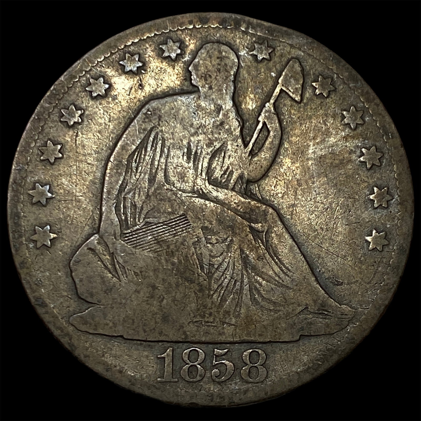 1858-O Silver Seated Liberty Half Dollar NICELY CIRCULATED: 1858-O Silver Seated Liberty Half Dollar NICELY CIRCULATED