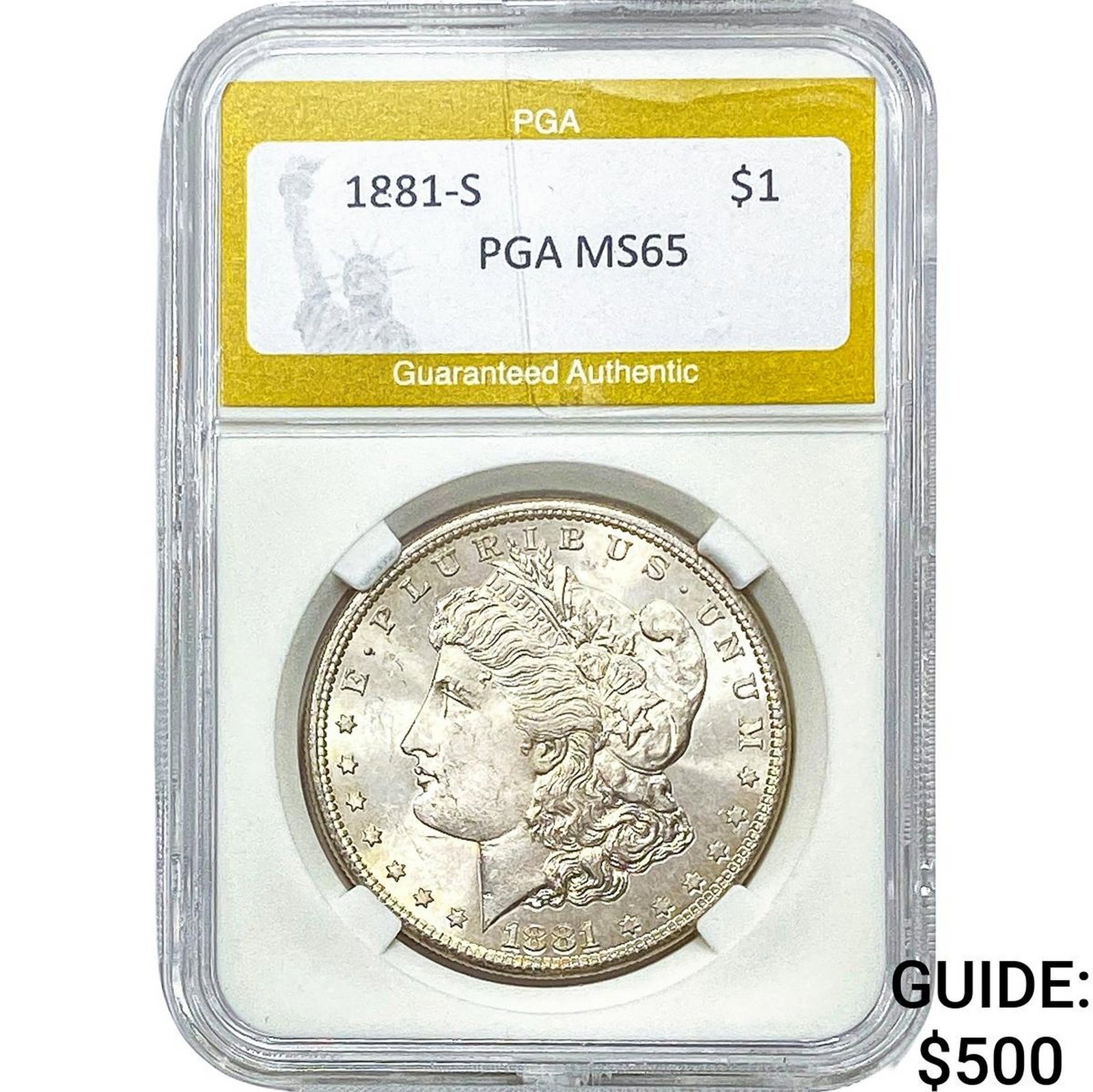 1881-S Morgan Silver Dollar PGA MS65: 1881-S Morgan Silver Dollar PGA MS65