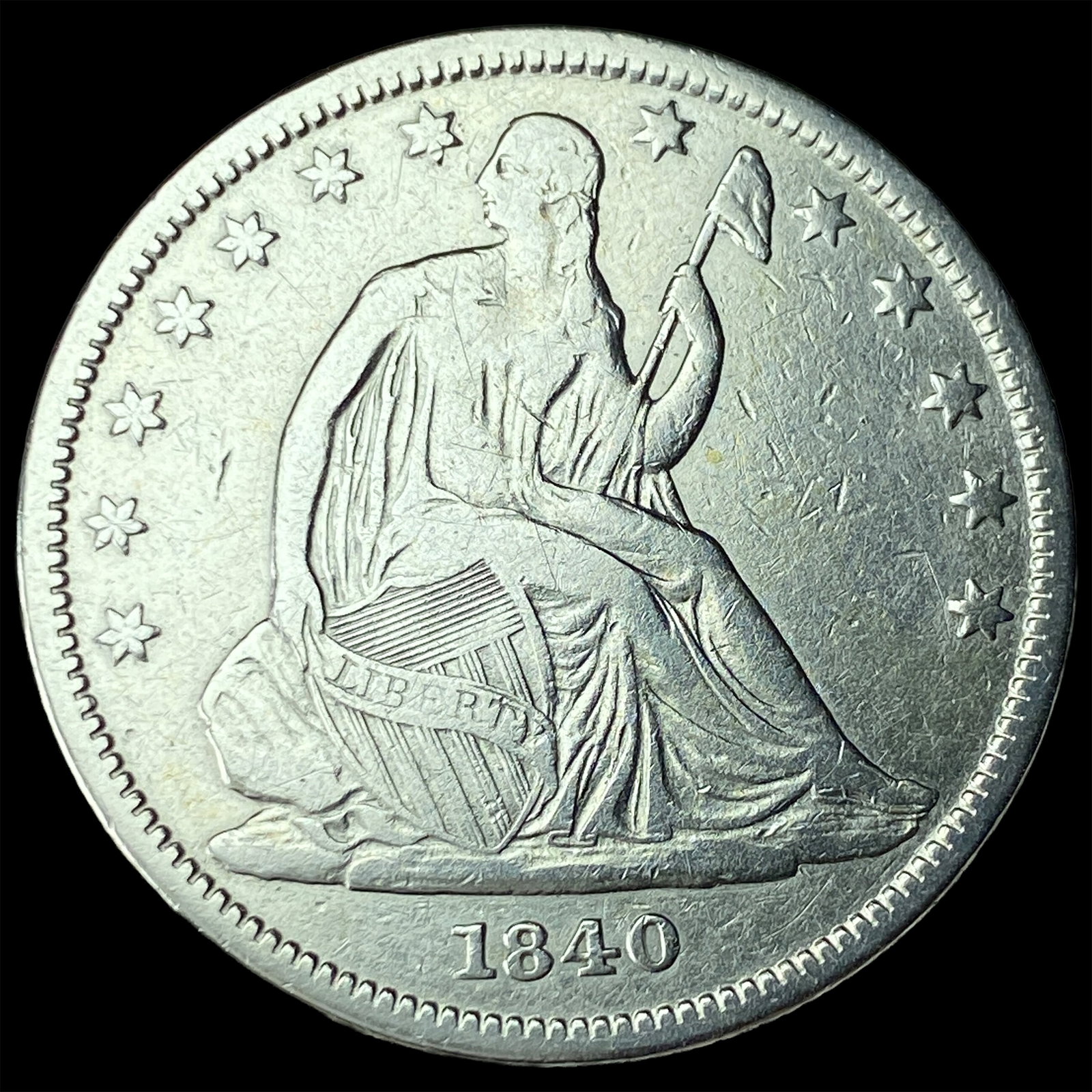 1840 Silver Seated Liberty Half Dollar CHOICE AU: 1840 Silver Seated Liberty Half Dollar CHOICE AU