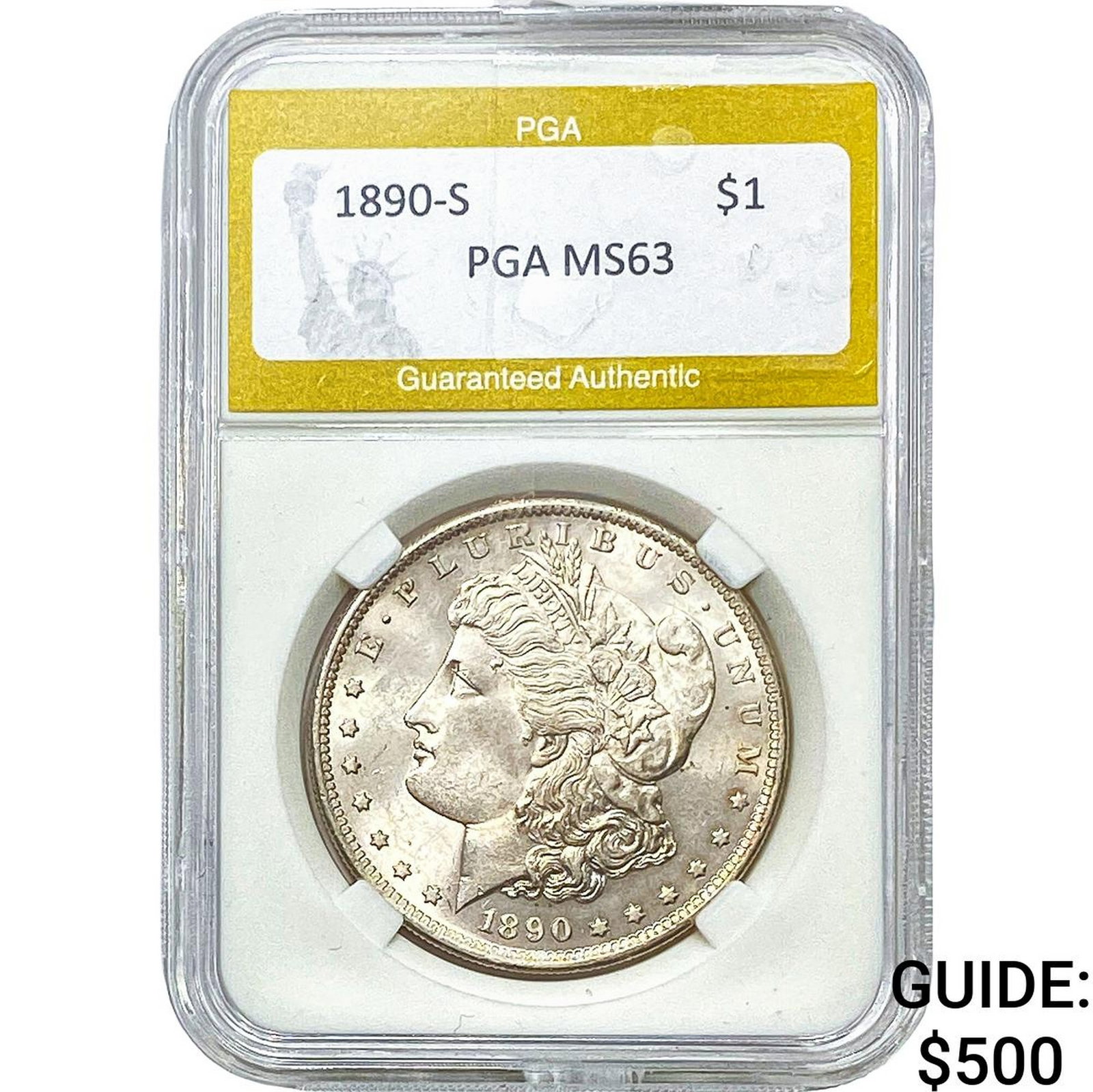 1890-S Morgan Silver Dollar PGA MS63: 1890-S Morgan Silver Dollar PGA MS63