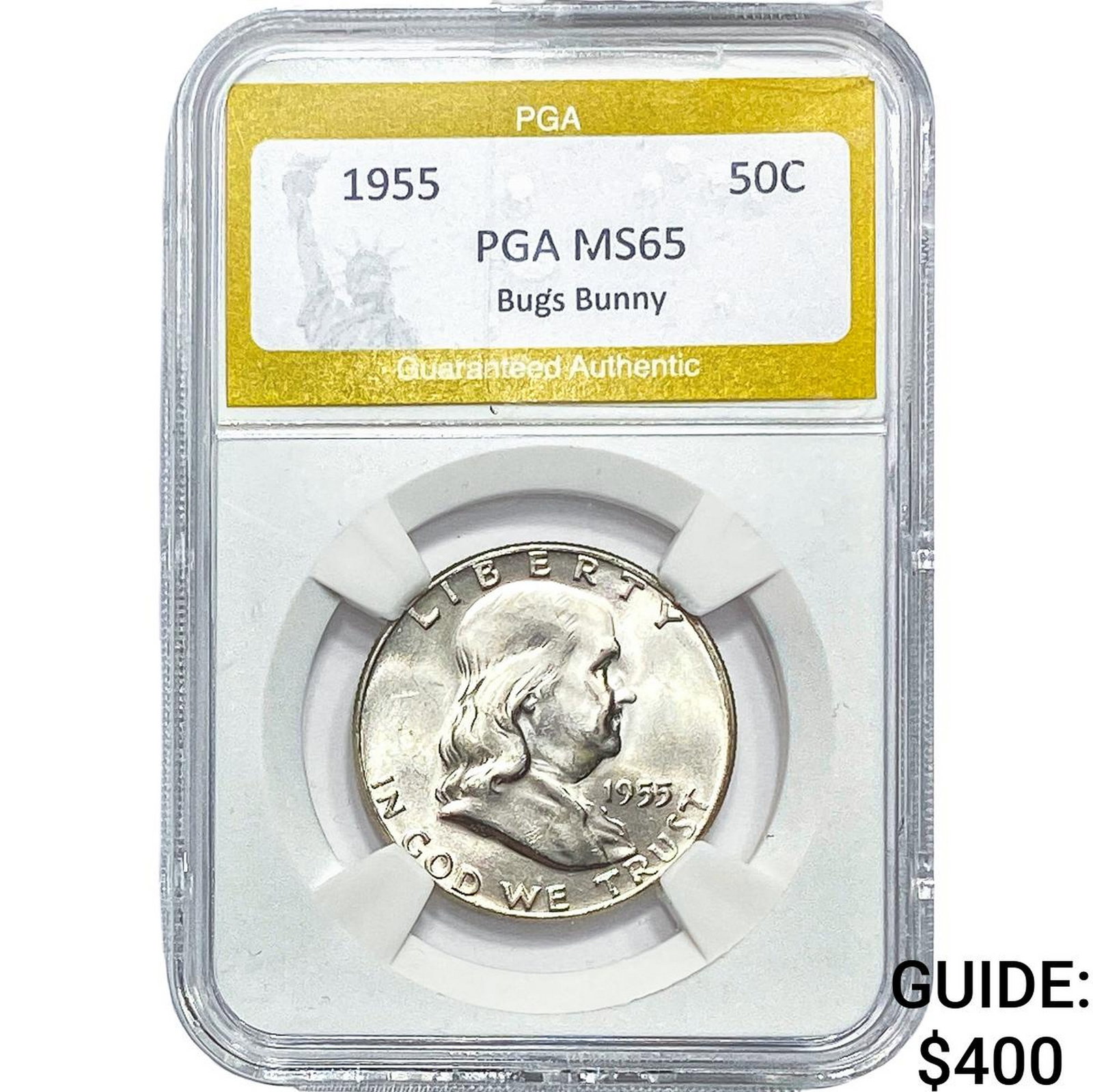 1955 Franklin Half Dollar PGA MS65 Bugs Bunny: 1955 Franklin Half Dollar PGA MS65 Bugs Bunny