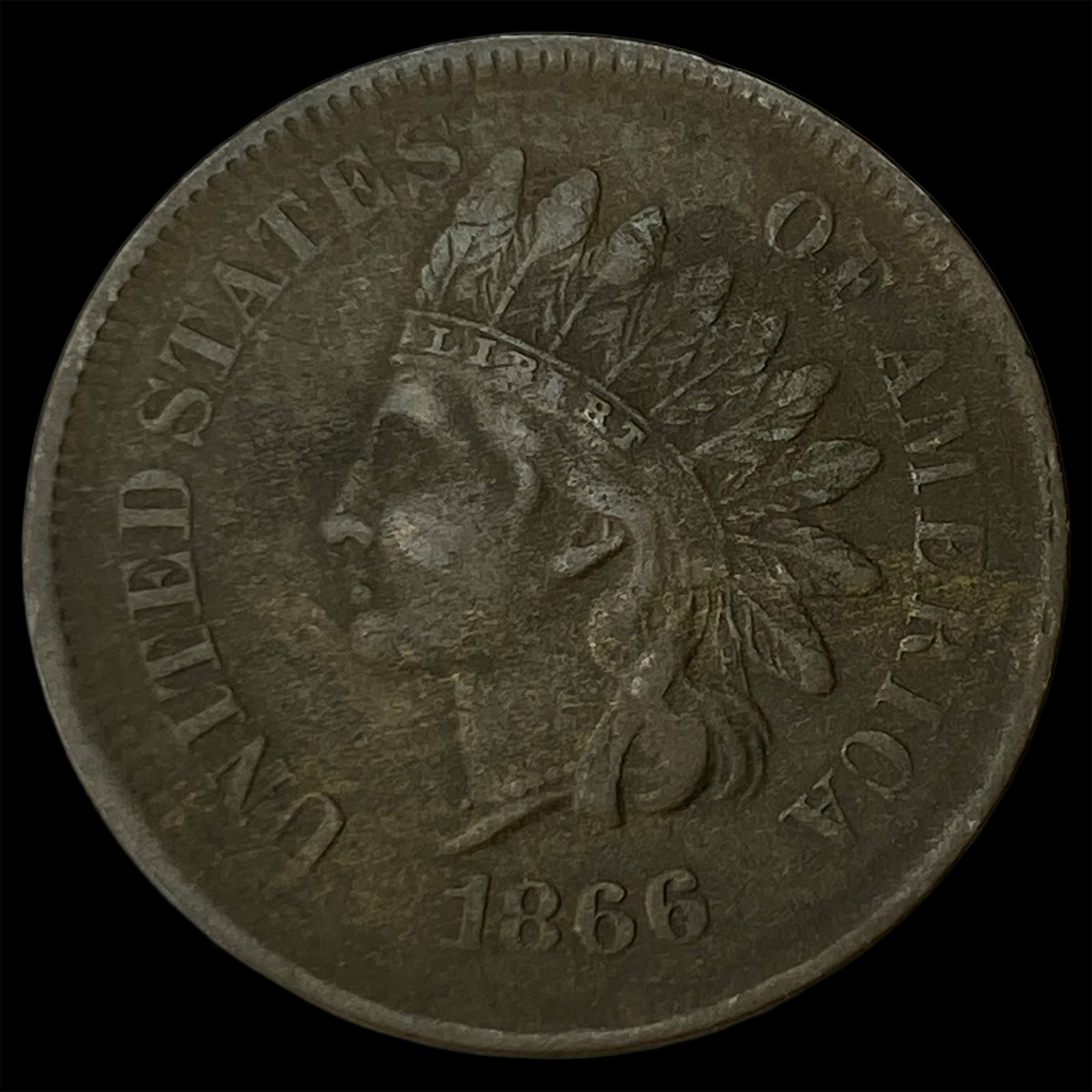 1866 BN Indian Head Cent NEARLY UNCIRCULATED: 1866 BN Indian Head Cent NEARLY UNCIRCULATED