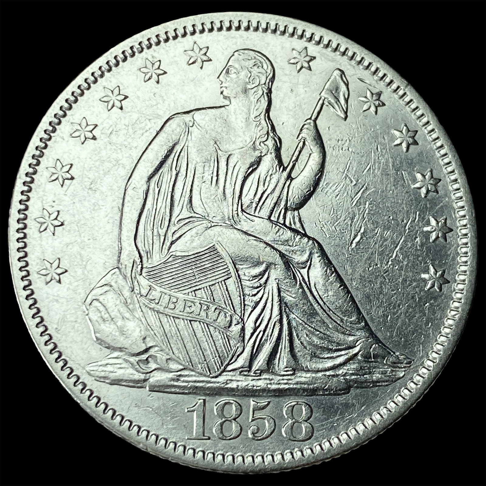 1858 Seated Liberty Half Dollar UNCIRCULATED: 1858 Seated Liberty Half Dollar UNCIRCULATED