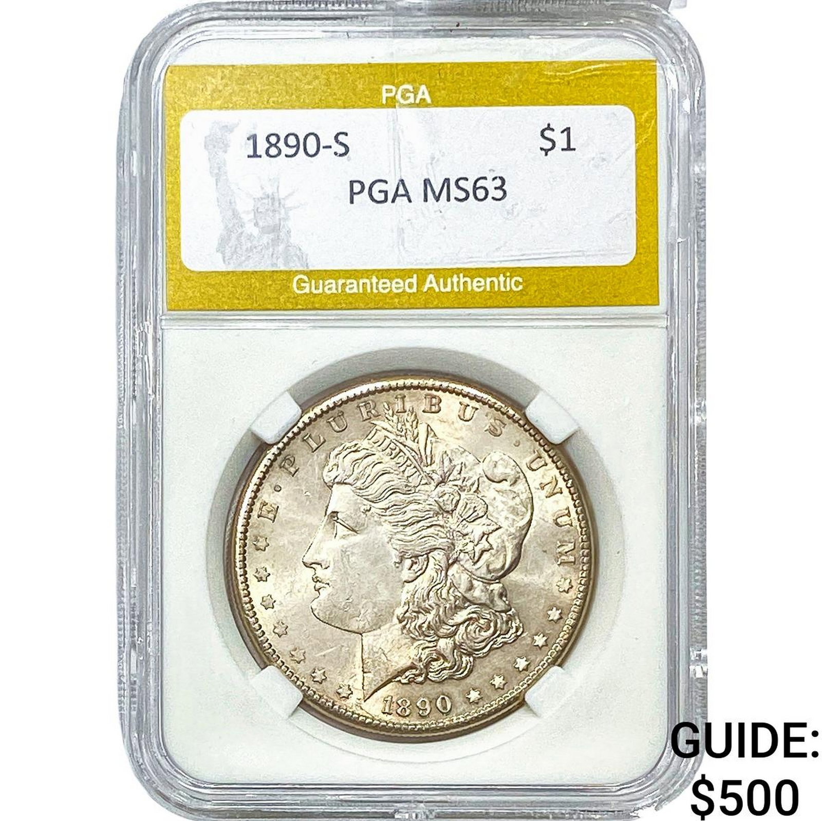1890-S Morgan Silver Dollar PGA MS63: 1890-S Morgan Silver Dollar PGA MS63