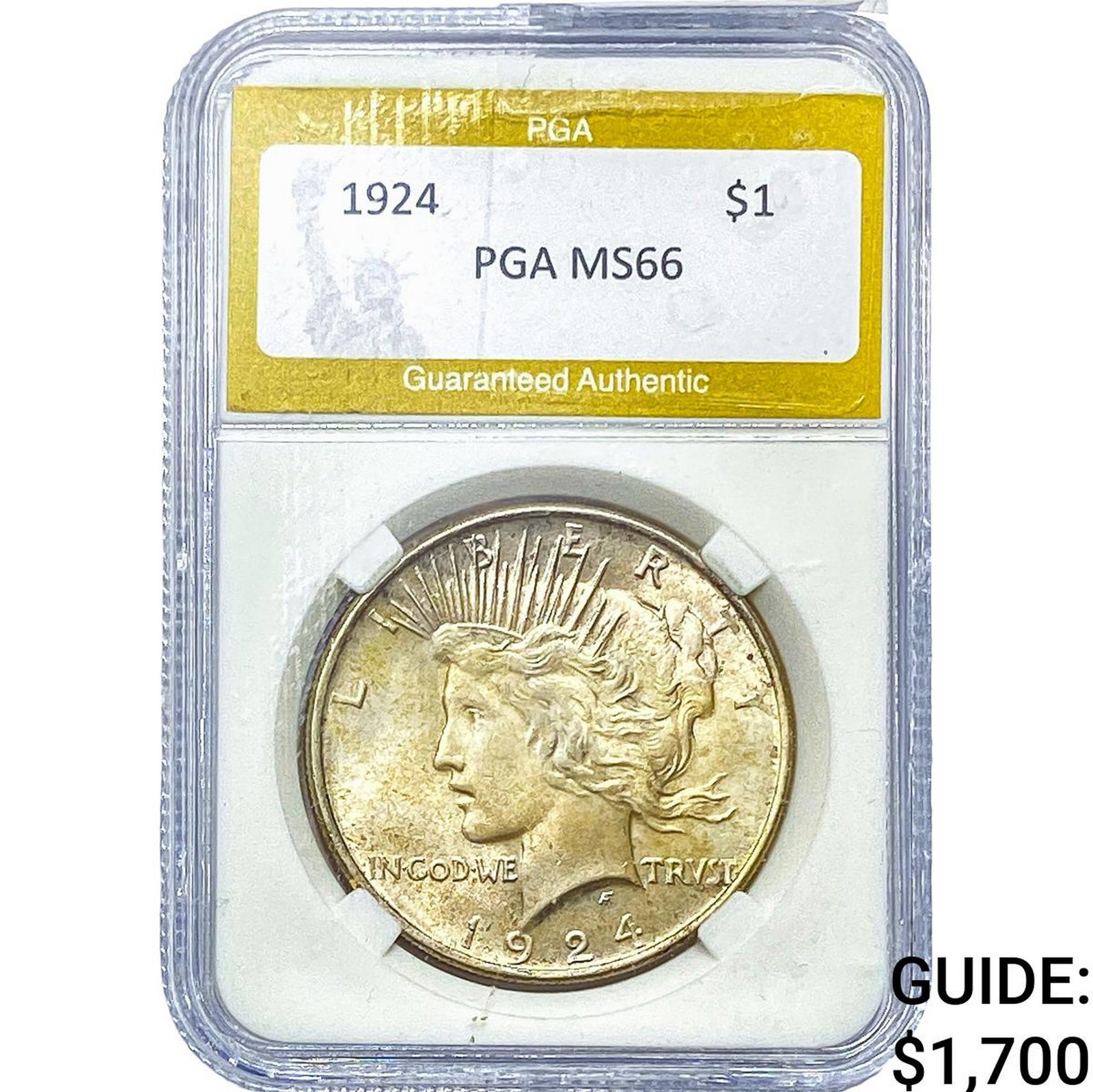 1924 Silver Peace Dollar PGA MS66: 1924 Silver Peace Dollar PGA MS66