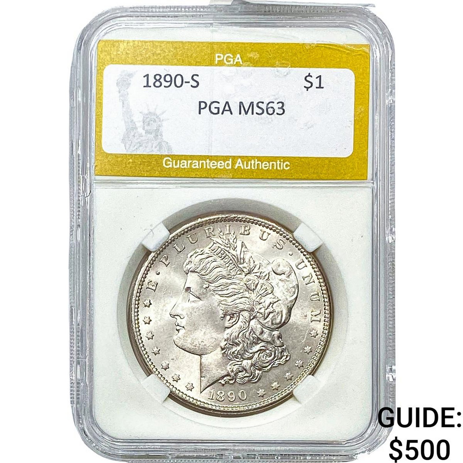 1890-S Morgan Silver Dollar PGA MS63: 1890-S Morgan Silver Dollar PGA MS63
