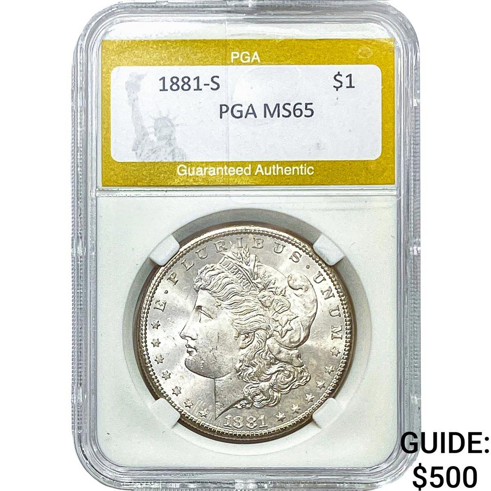 1881-S Morgan Silver Dollar PGA MS65: 1881-S Morgan Silver Dollar PGA MS65