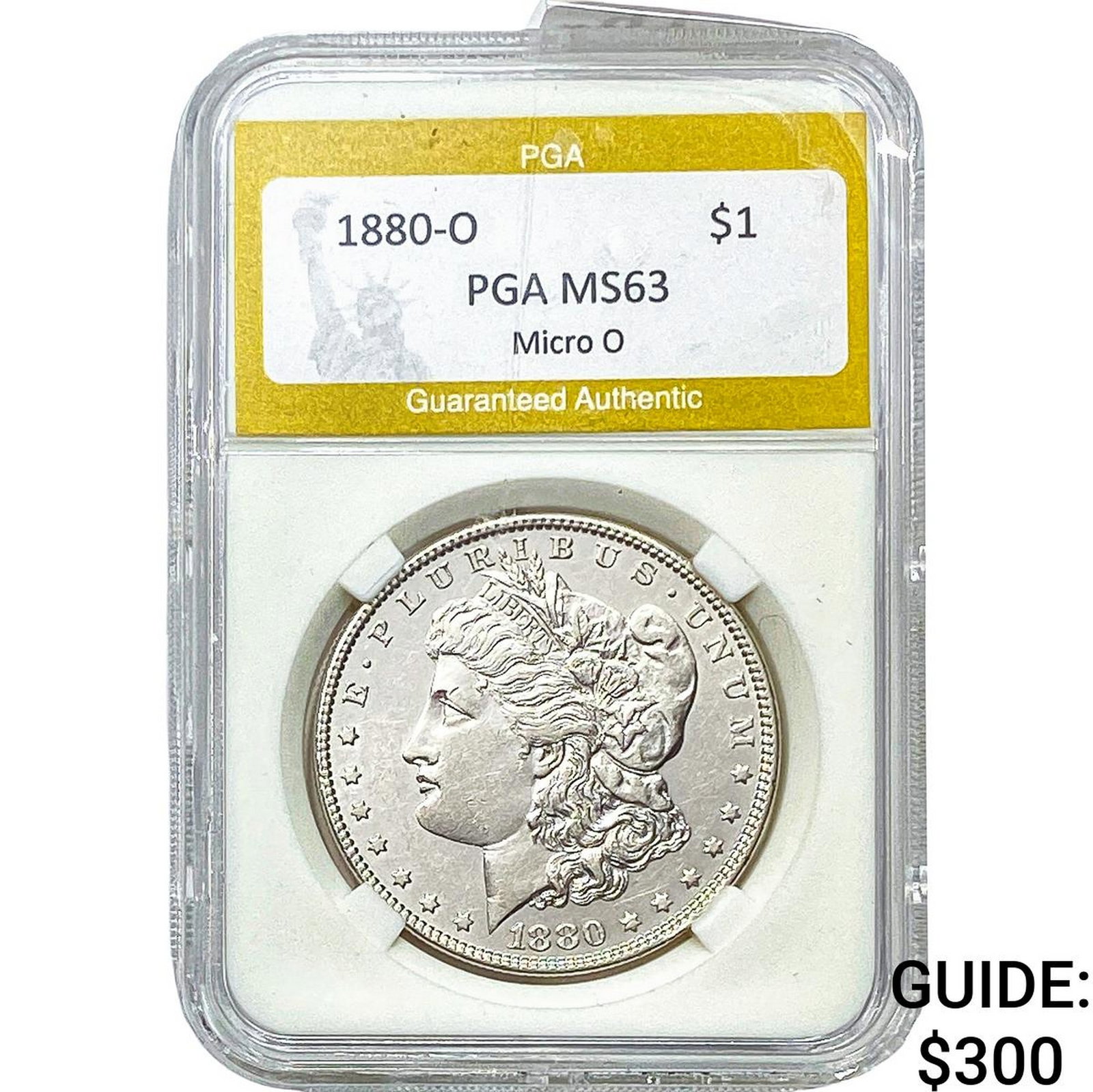 1880-O Morgan Silver Dollar PGA MS55 Micro O: 1880-O Morgan Silver Dollar PGA MS55 Micro O