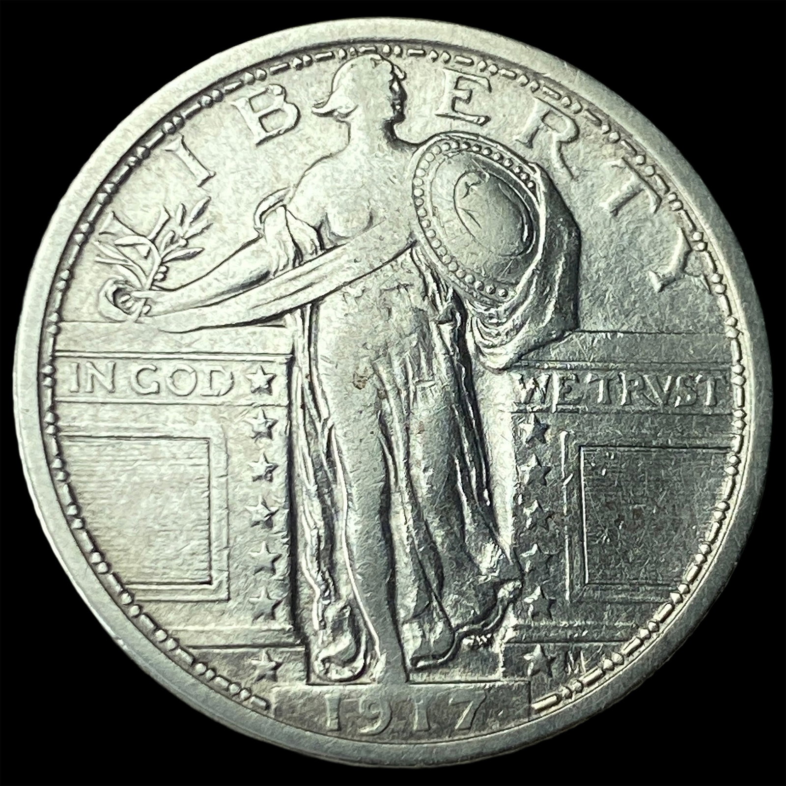 1917 TY1 Type 1 Standing Liberty Quarter CHOICE AU: 1917 TY1 Type 1 Standing Liberty Quarter CHOICE AU