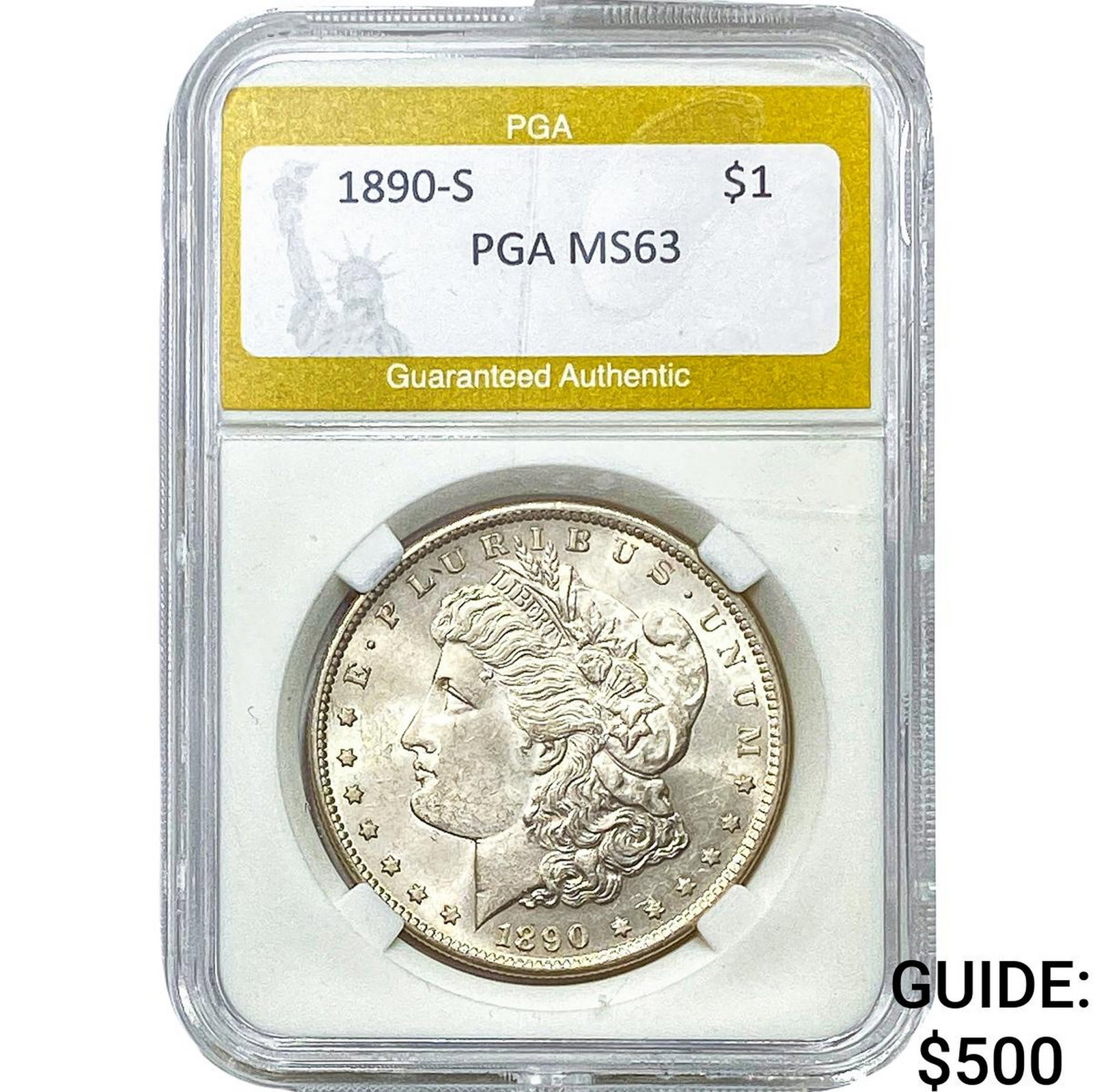 1890-S Morgan Silver Dollar PGA MS63: 1890-S Morgan Silver Dollar PGA MS63