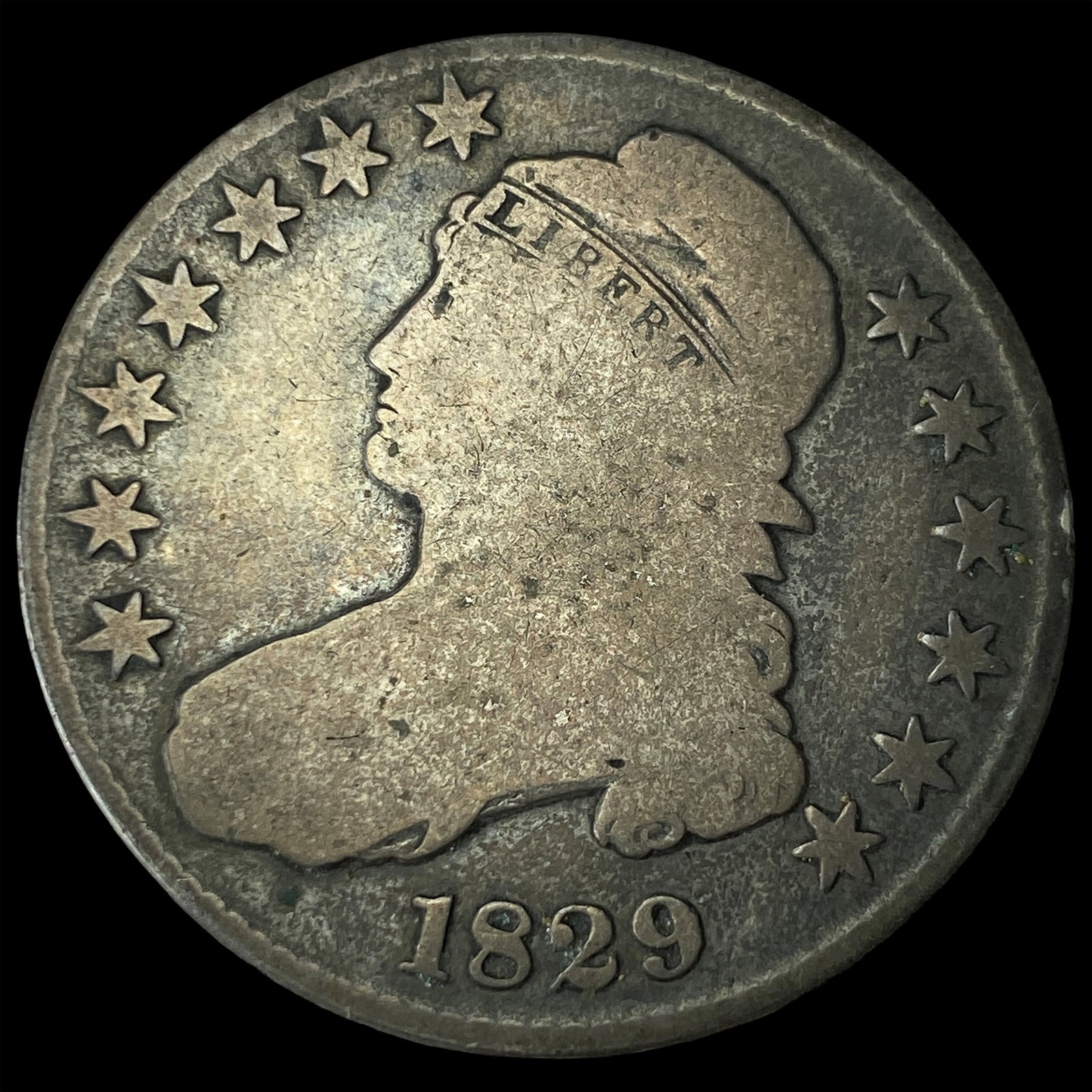 1829 Capped Bust Half Dollar NICELY CIRCULATED: 1829 Capped Bust Half Dollar NICELY CIRCULATED