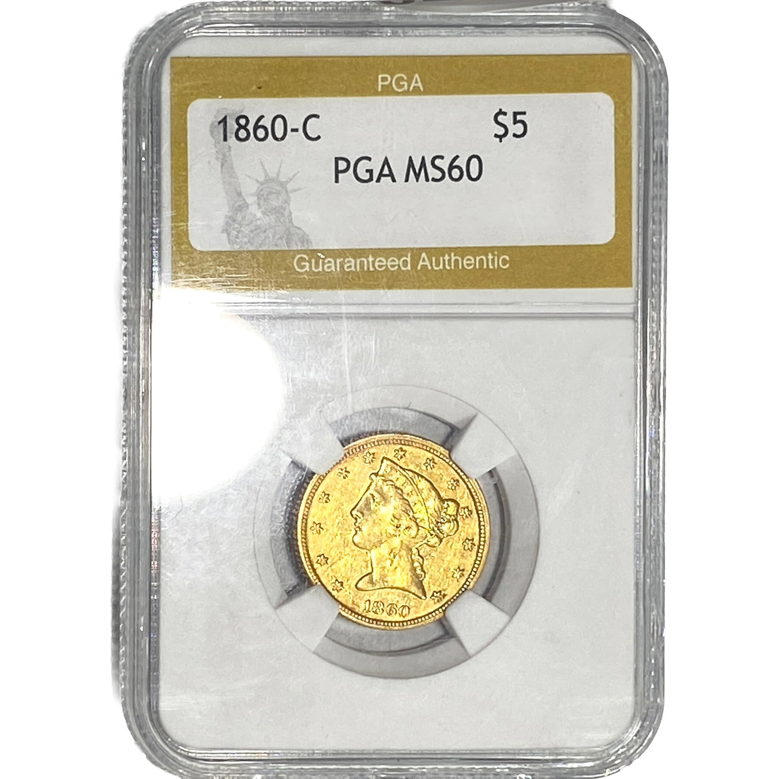 1860-C $5 Gold Half Eagle PGA MS60 (1 of 2)