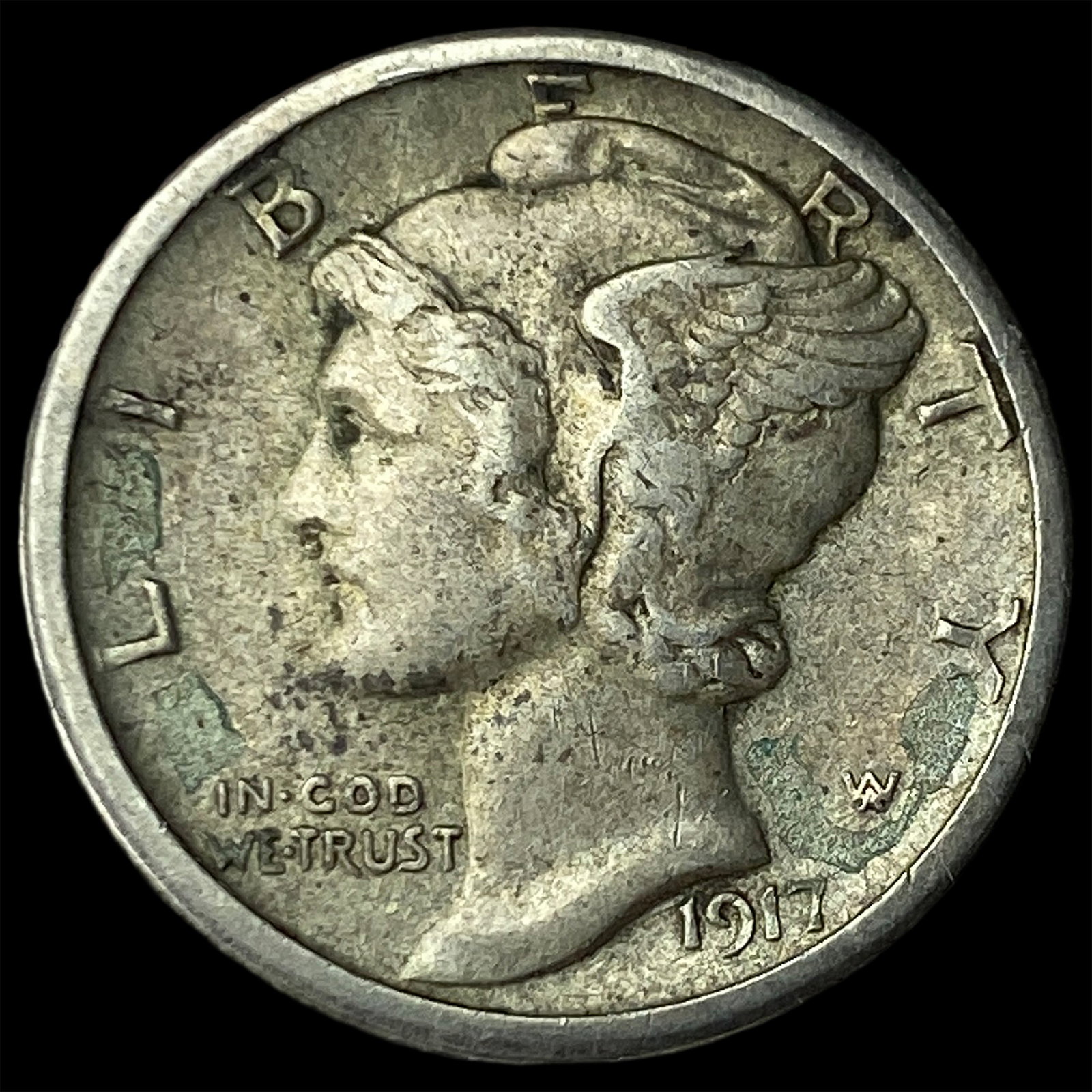 1917-S Silver Mercury Dime CLOSELY UNCIRCULATED: 1917-S Silver Mercury Dime CLOSELY UNCIRCULATED