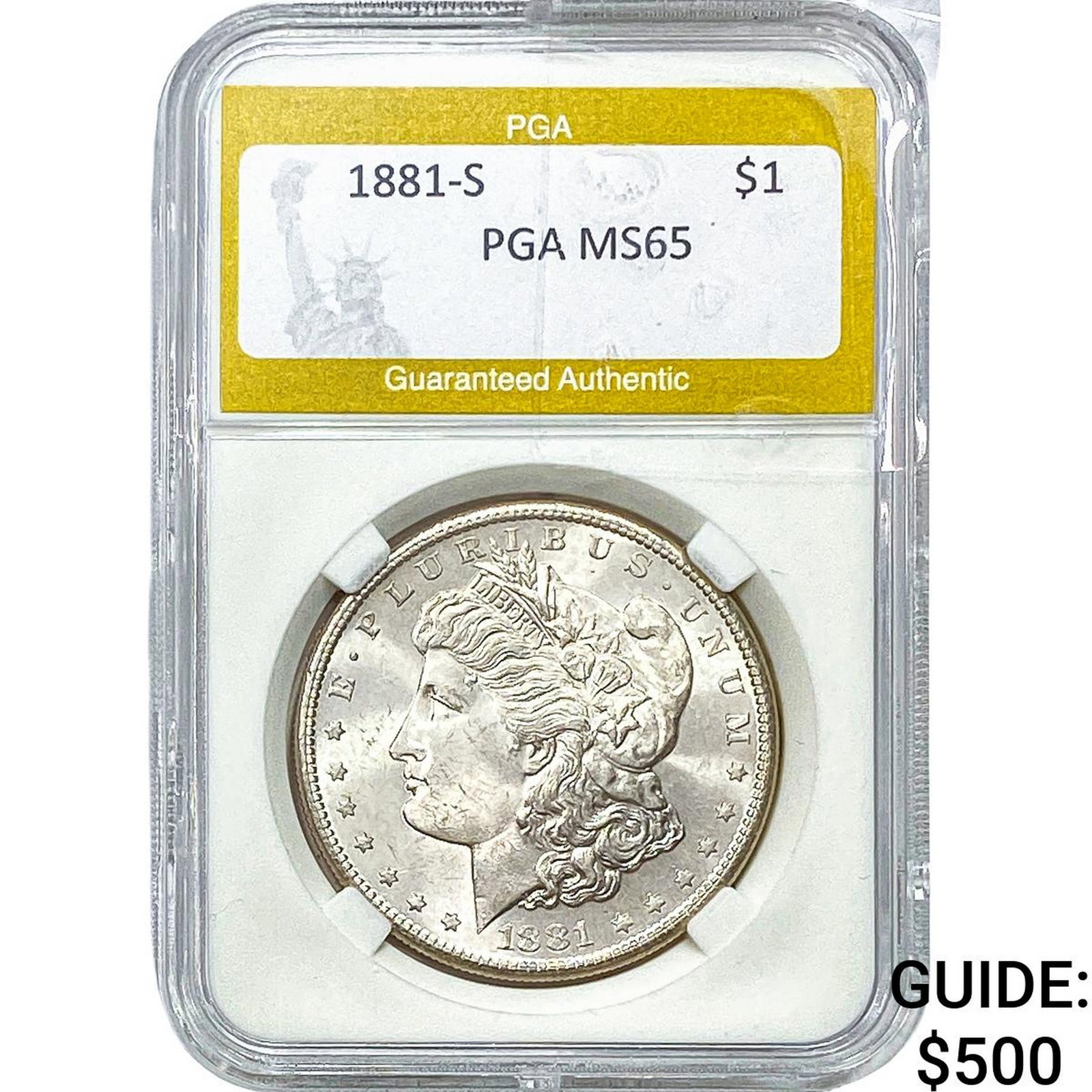 1881-S Morgan Silver Dollar PGA MS65: 1881-S Morgan Silver Dollar PGA MS65