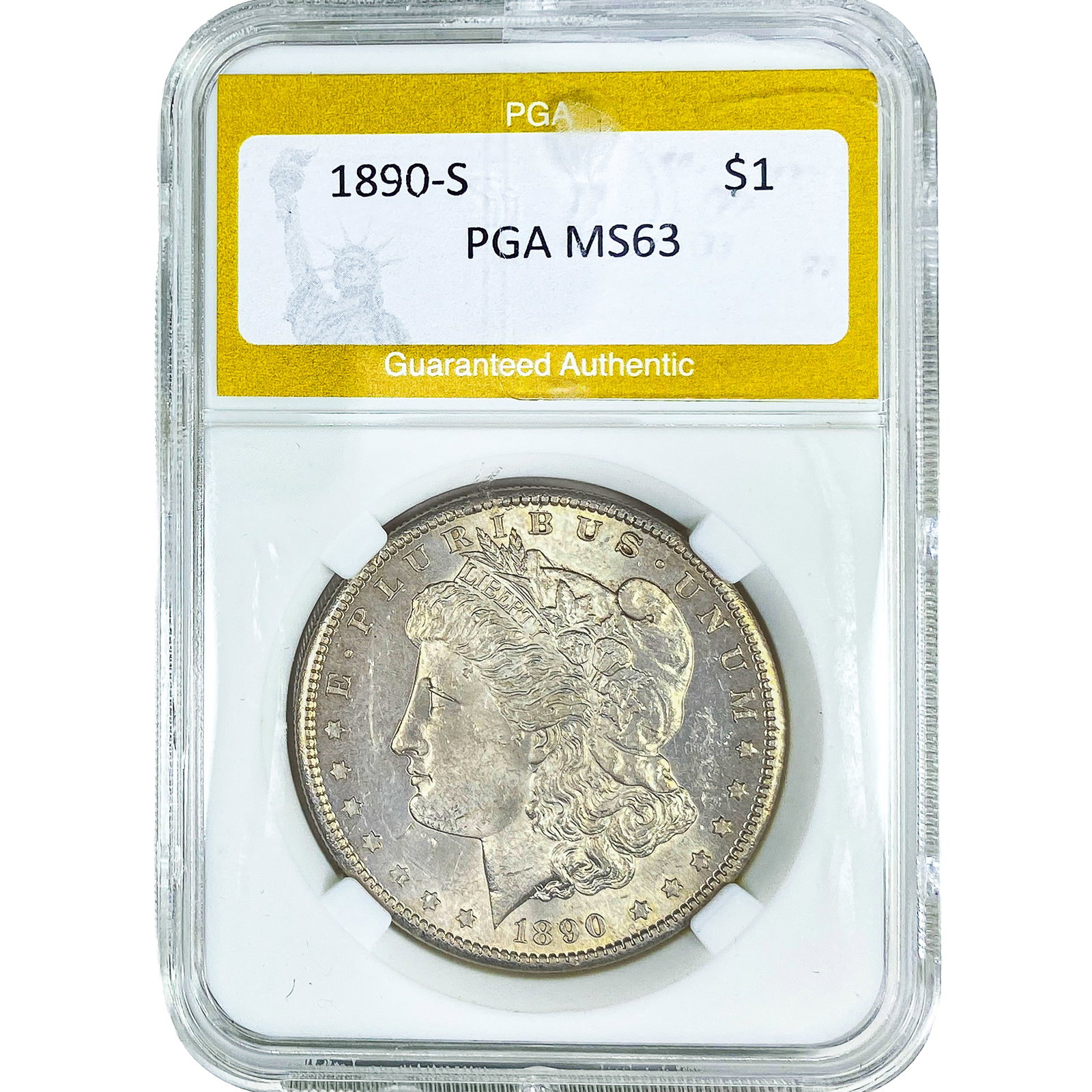 1890-S Morgan Silver Dollar PGA MS63