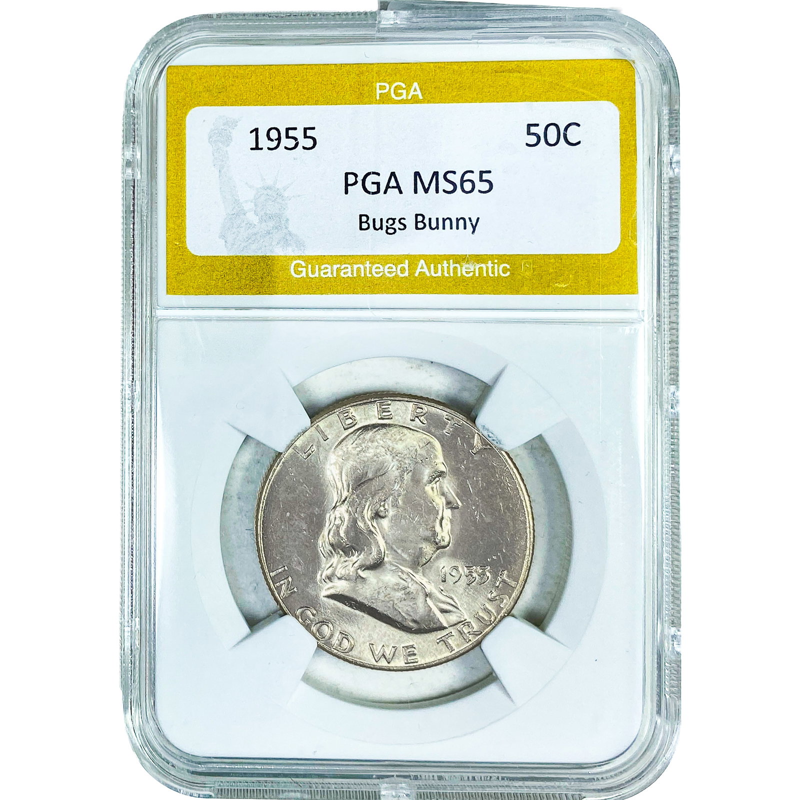 1955 Franklin Half Dollar PGA MS65 Bugs Bunny (1 of 2)