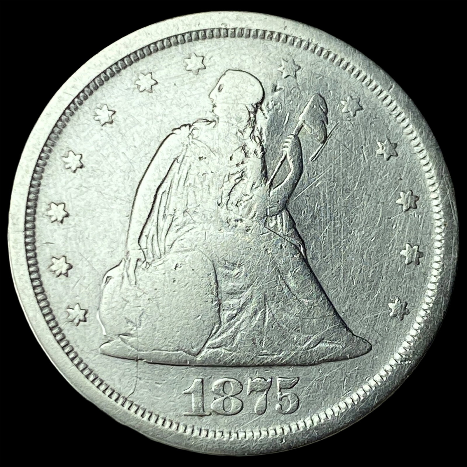 1875-S Silver Twenty Cent Piece NEARLY UNCIRCULATED: 1875-S Silver Twenty Cent Piece NEARLY UNCIRCULATED