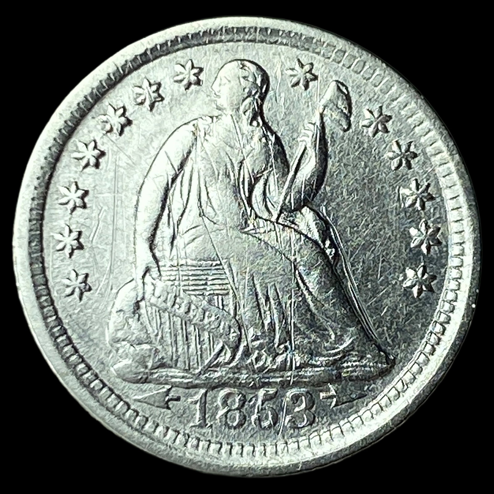 1853 Silver Half Dime (Arrows) HIGH GRADE: 1853 Silver Half Dime (Arrows) HIGH GRADE