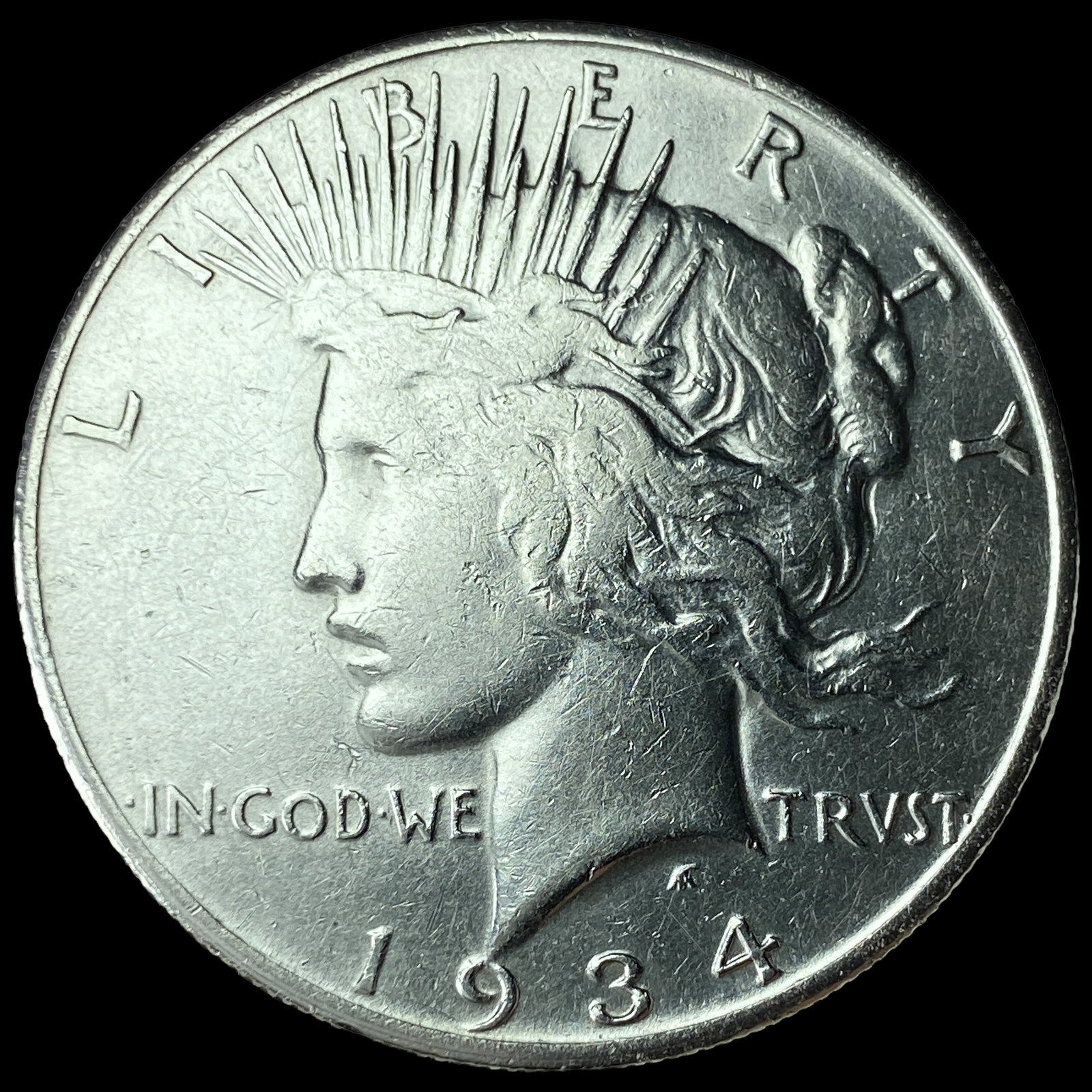 1934-S Silver Peace Dollar CHOICE AU: 1934-S Silver Peace Dollar CHOICE AU
