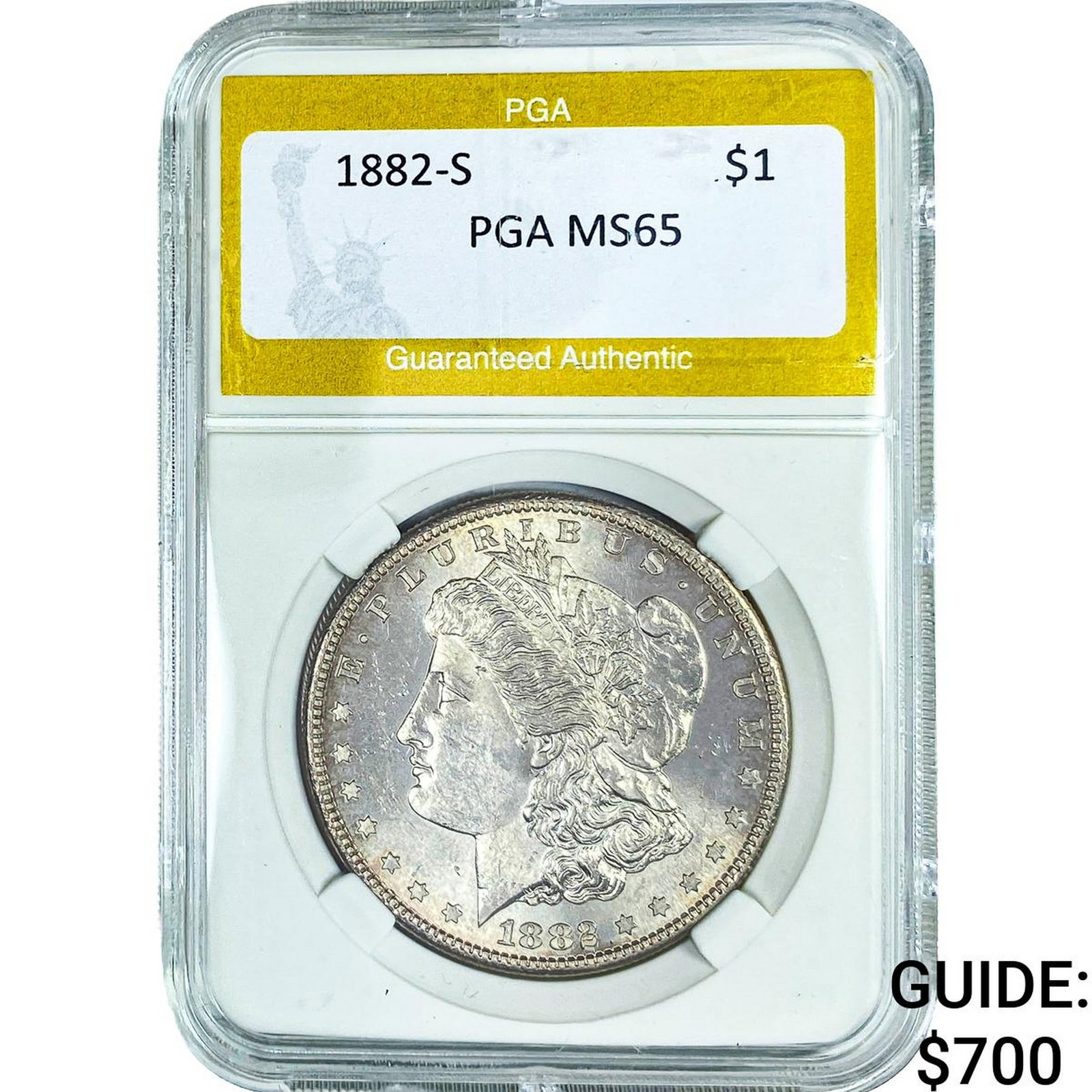 1882-S Morgan Silver Dollar PGA MS65: 1882-S Morgan Silver Dollar PGA MS65