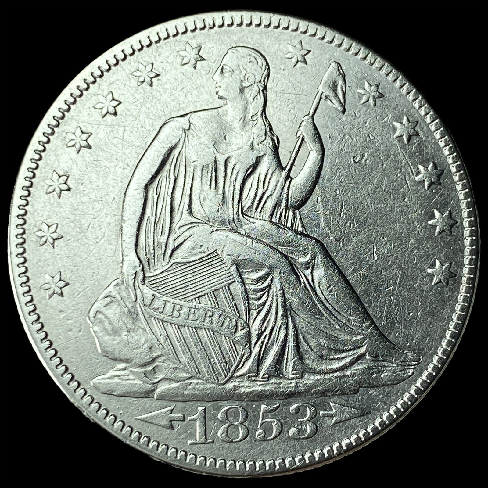 1853 Arrows Seated Liberty Half Dollar UNCIRCULATED: 1853 Arrows Seated Liberty Half Dollar UNCIRCULATED