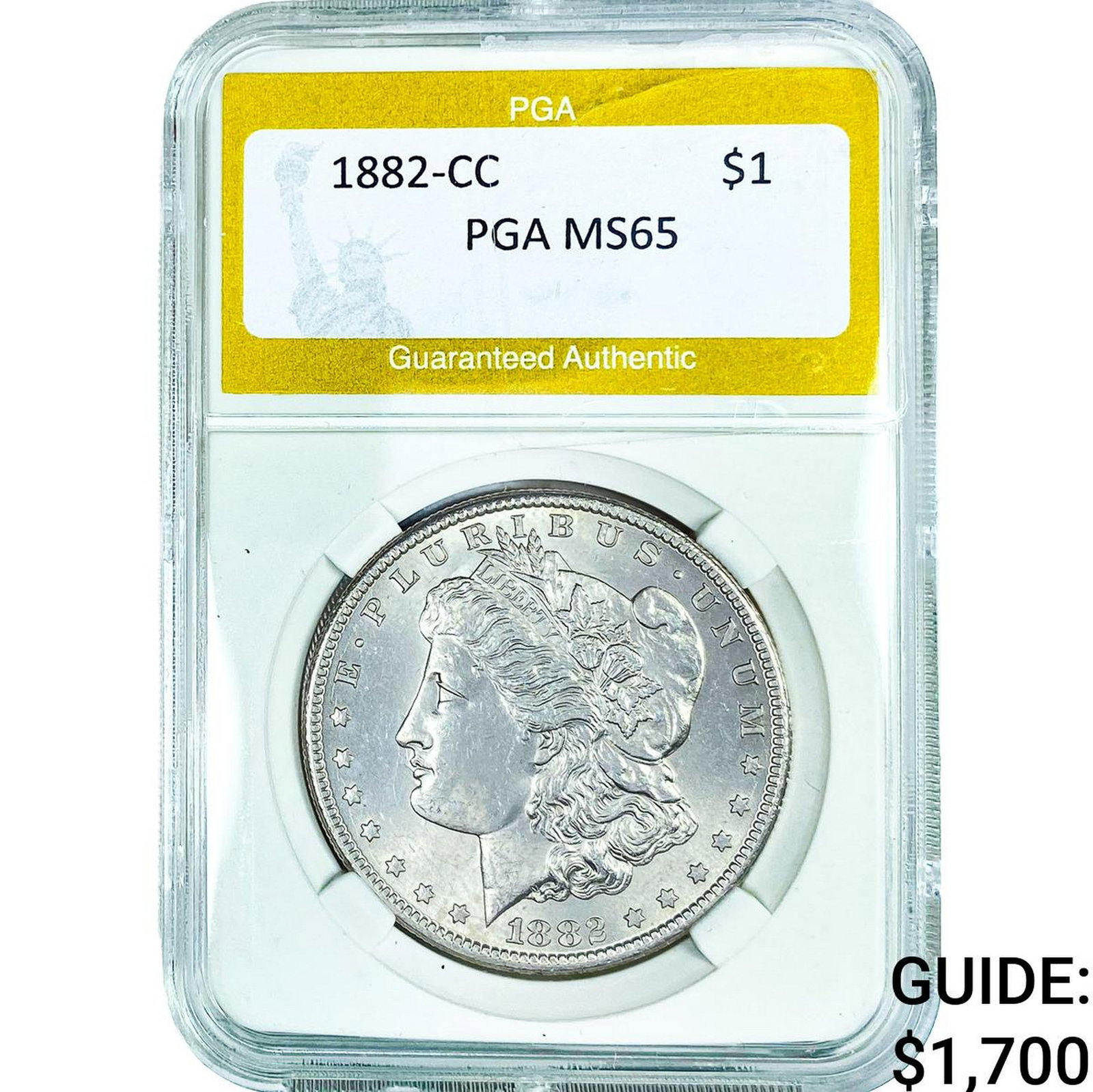1882-CC Morgan Silver Dollar PGA MS65: 1882-CC Morgan Silver Dollar PGA MS65
