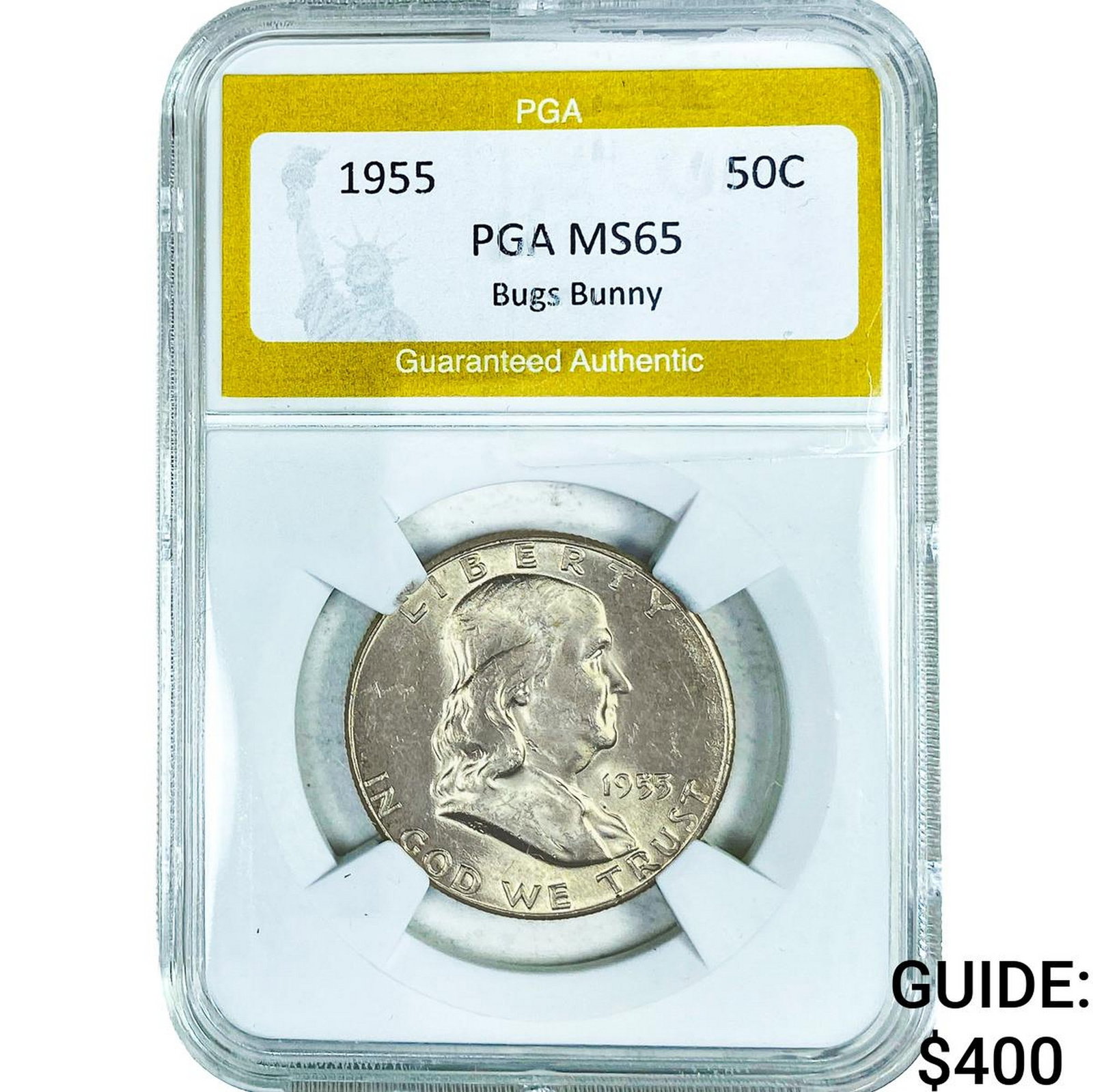 1955 Franklin Half Dollar PGA MS65 Bugs Bunny: 1955 Franklin Half Dollar PGA MS65 Bugs Bunny