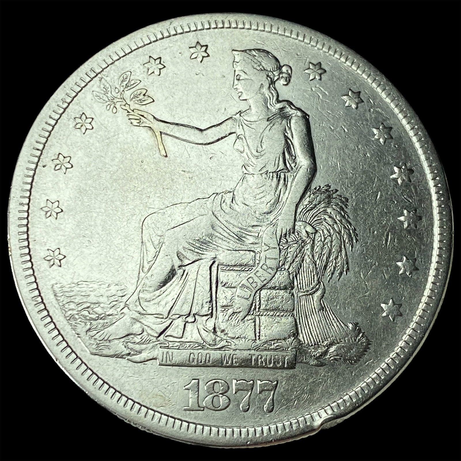 1877-S Silver Trade Dollar CLOSELY UNCIRCULATED: 1877-S Silver Trade Dollar CLOSELY UNCIRCULATED
