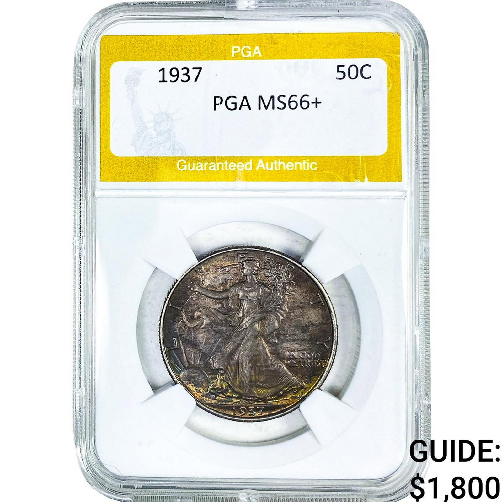 1937 Walking Liberty Half Dollar PGA MS66+: 1937 Walking Liberty Half Dollar PGA MS66+