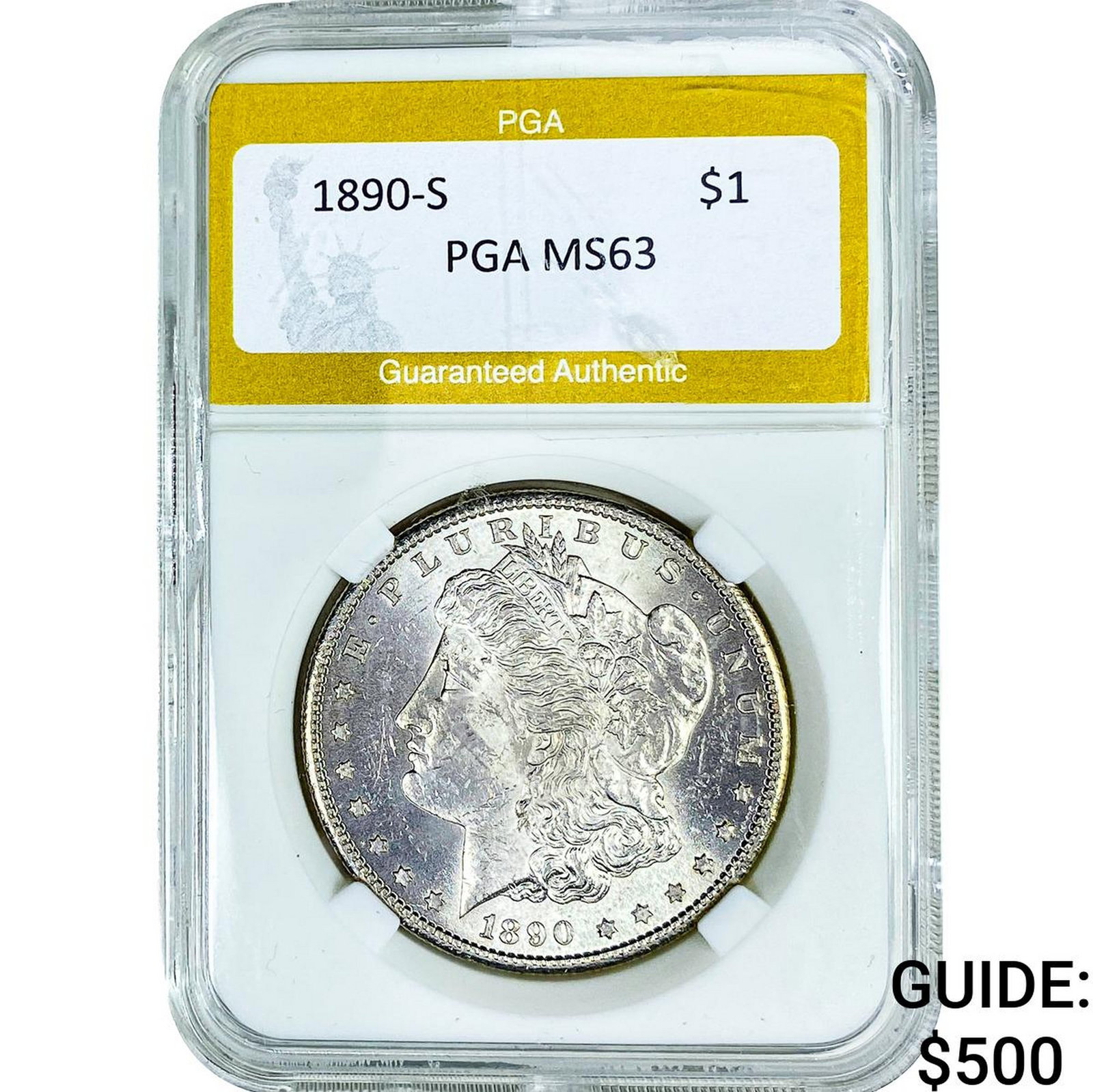 1890-S Morgan Silver Dollar PGA MS63: 1890-S Morgan Silver Dollar PGA MS63