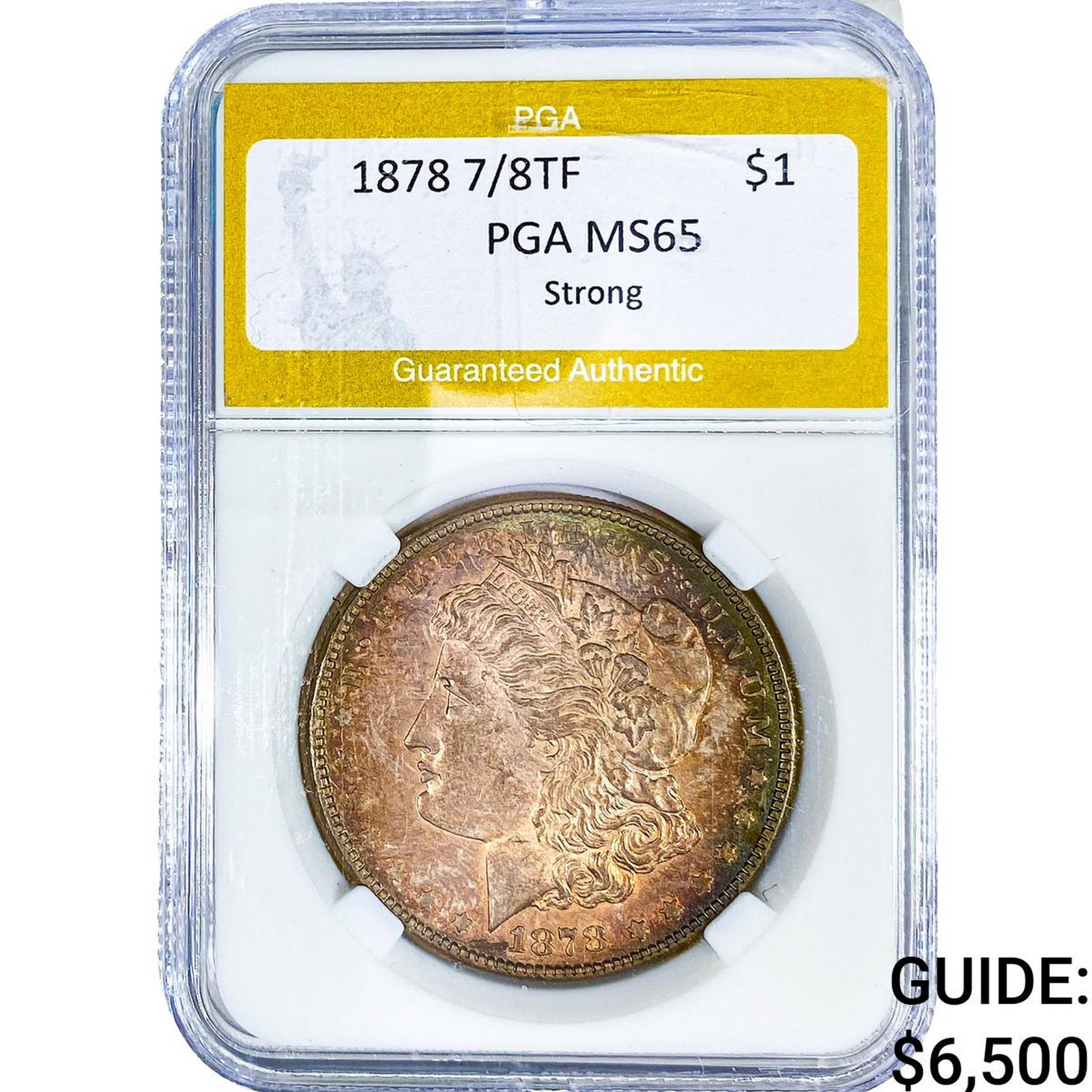 1878 7/8TF Morgan Silver Dollar PGA MS65 Strong: 1878 7/8TF Morgan Silver Dollar PGA MS65 Strong
