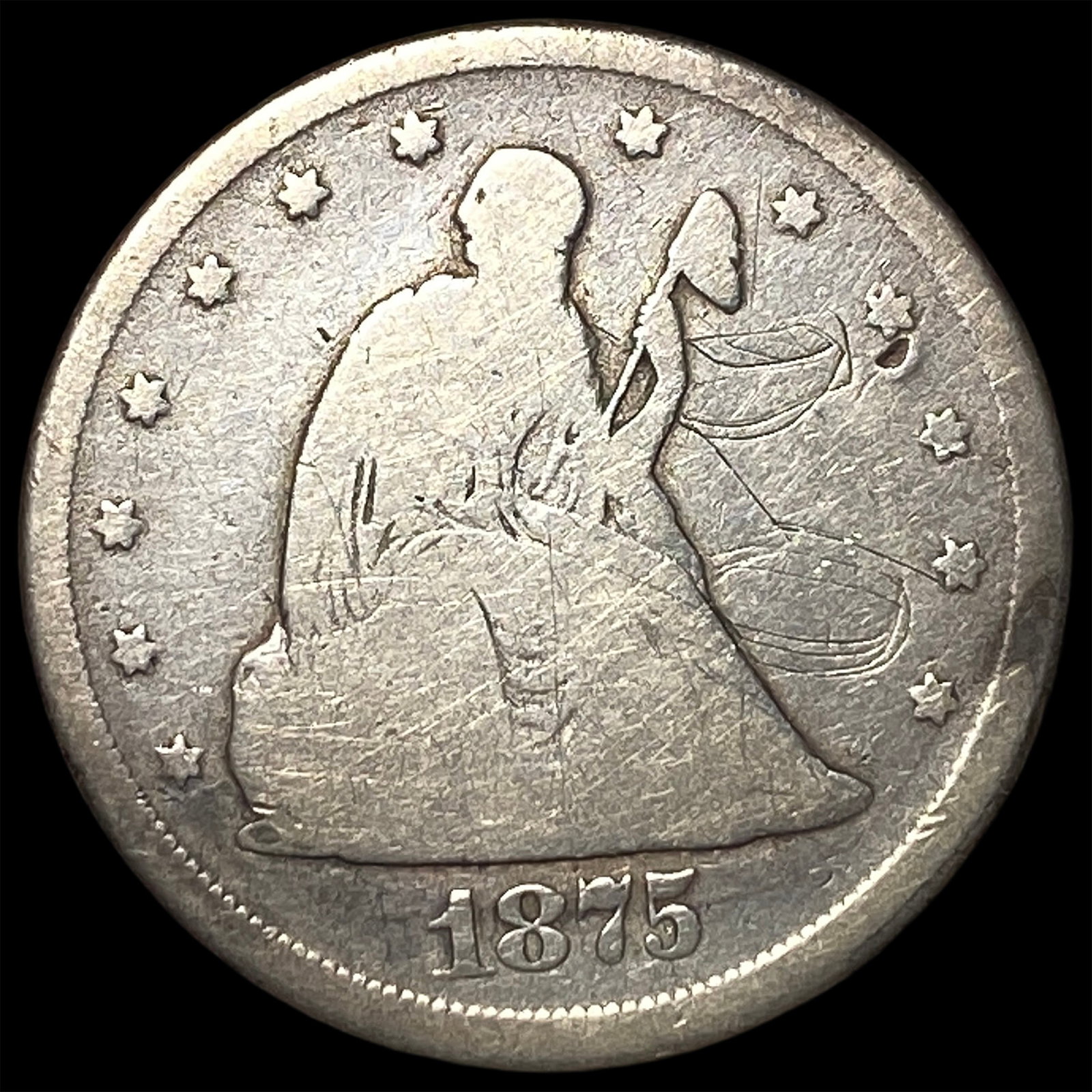 1875-CC Silver Twenty Cents LIGHTLY CIRCULATED: 1875-CC Silver Twenty Cents LIGHTLY CIRCULATED
