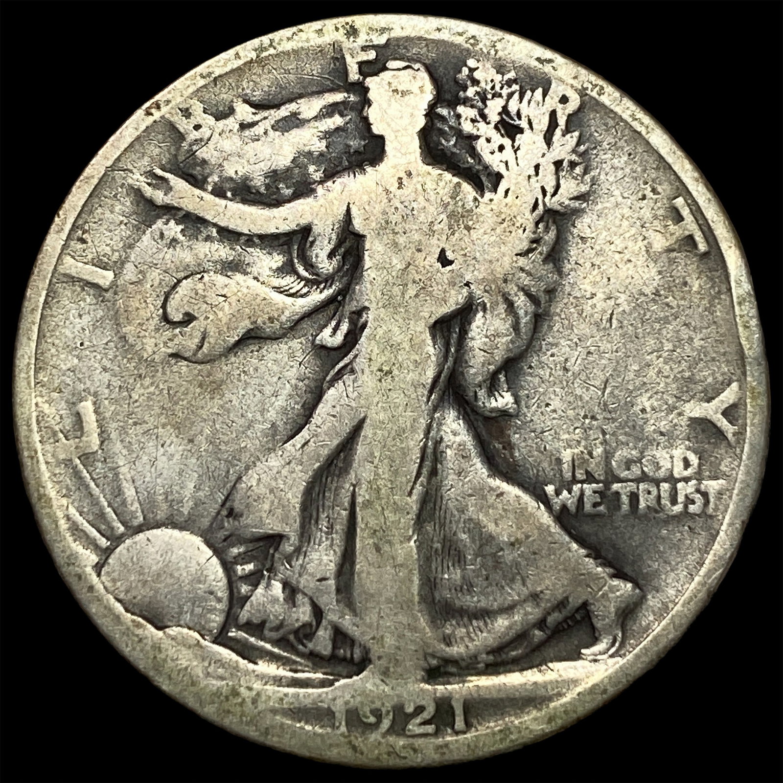 1921-D Silver Walking Liberty Half Dollar LIGHTLY CIRCULATED: 1921-D Silver Walking Liberty Half Dollar LIGHTLY CIRCULATED