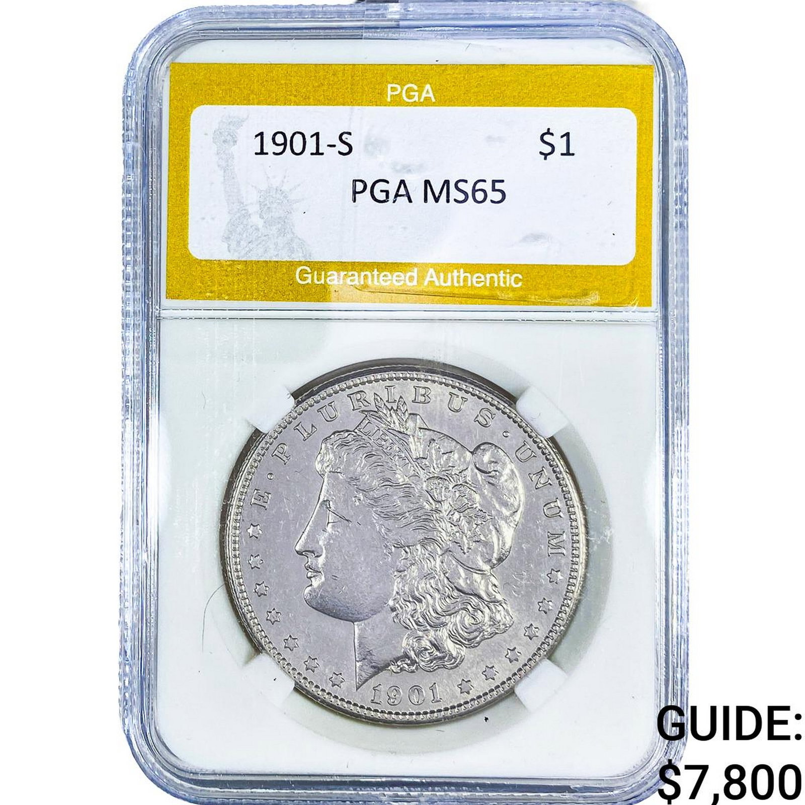 1901-S Morgan Silver Dollar PGA MS65: 1901-S Morgan Silver Dollar PGA MS65