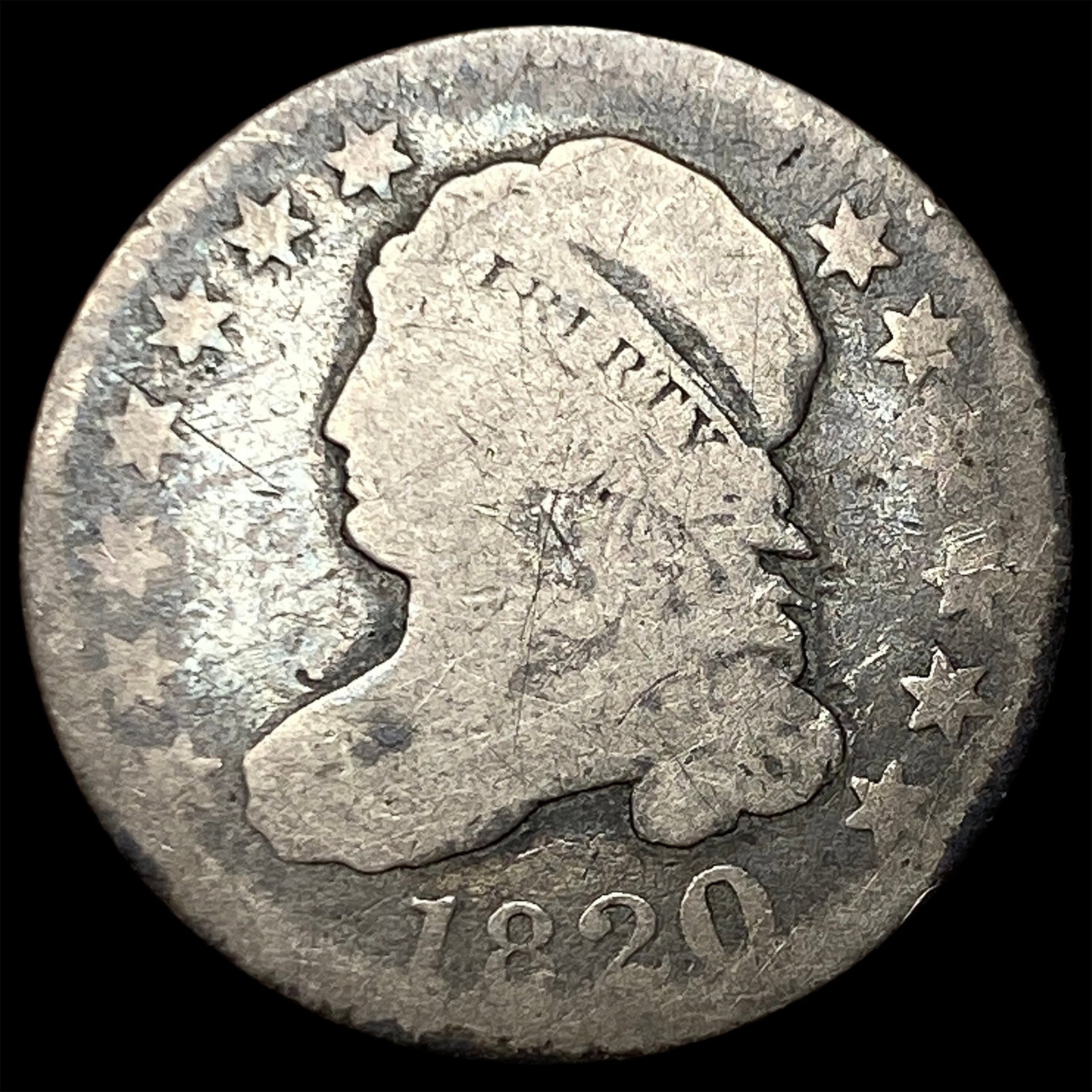1820 Silver Capped Bust Dime NICELY CIRCULATED: 1820 Silver Capped Bust Dime NICELY CIRCULATED